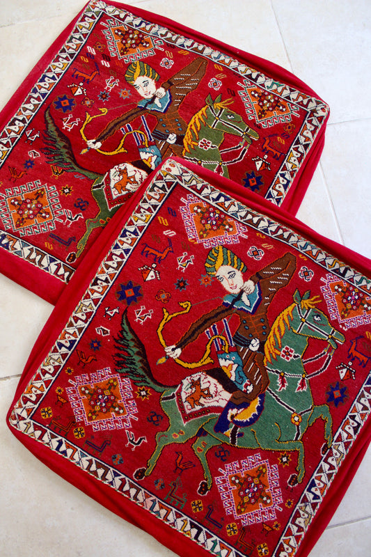 Vintage Qashqai Floor Cushion Covers Set - 66cm x 69cm