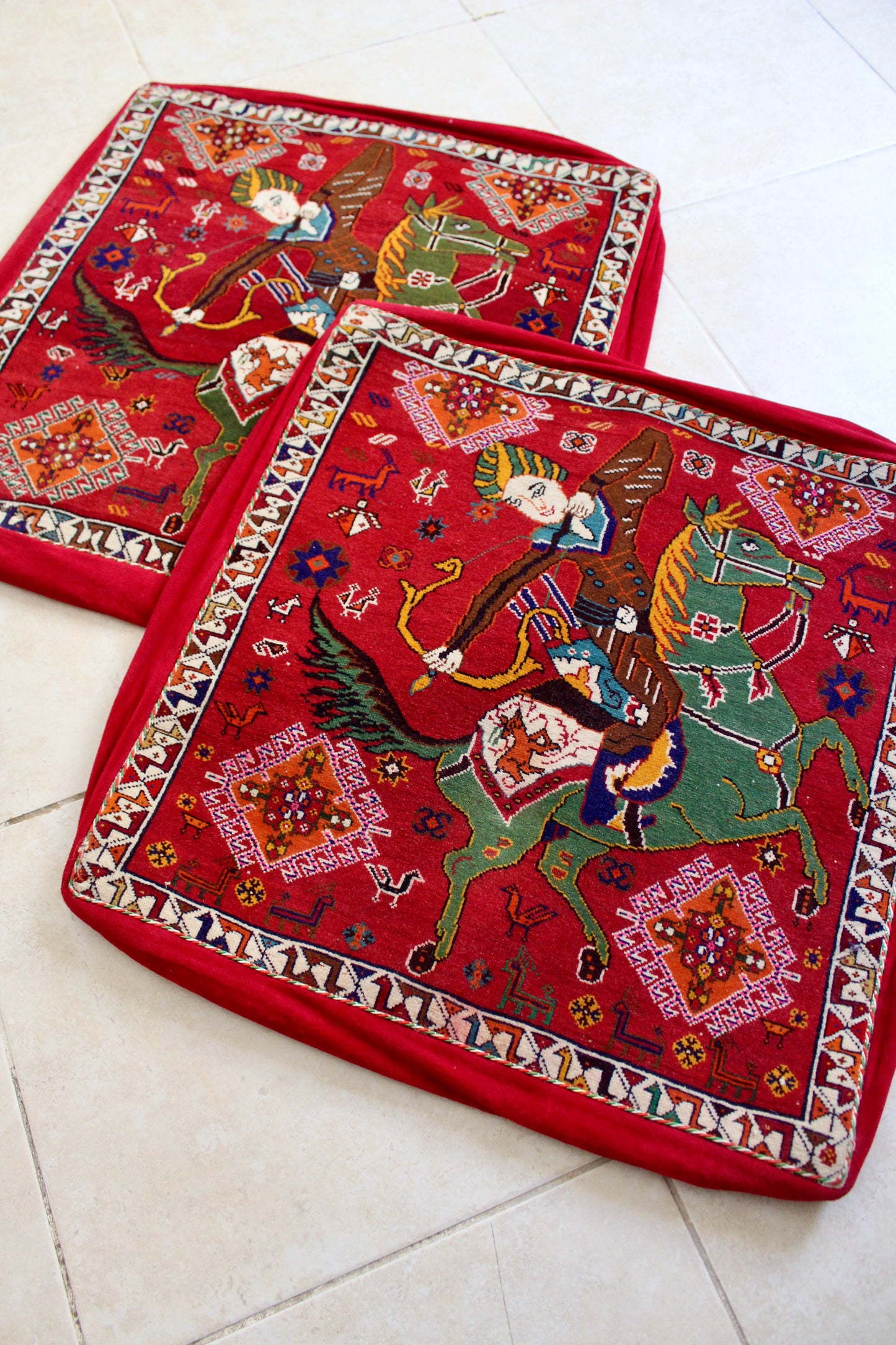 Vintage Qashqai Floor Cushion Covers Set - 66cm x 69cm
