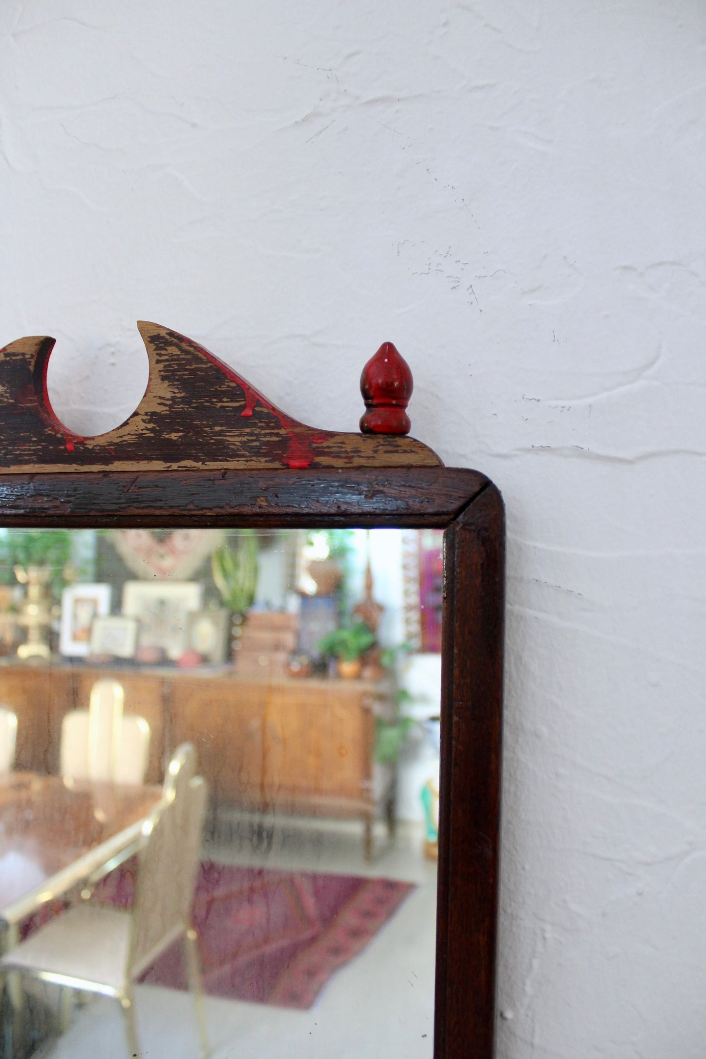 Antique 80+ Year Old Indian Solid Wood Mirror