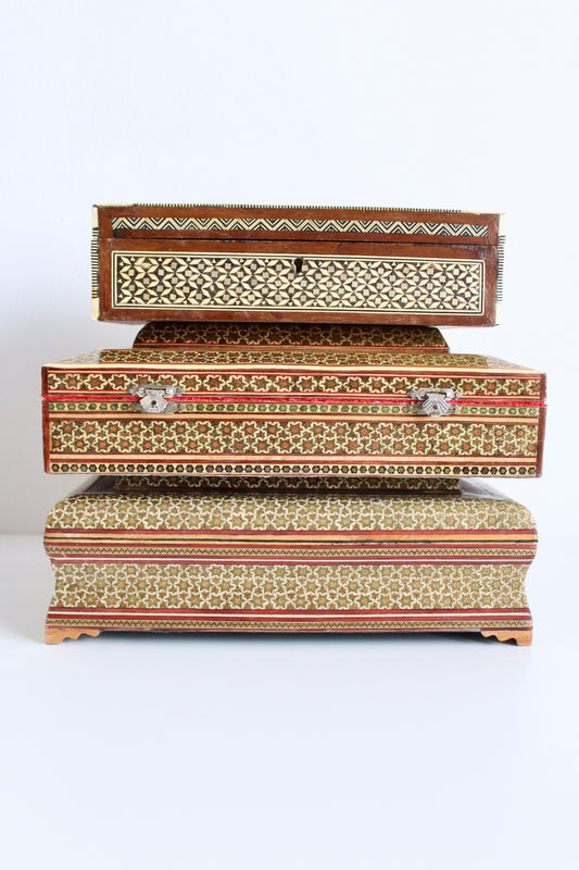 Vintage Marquetry Jewelry Boxes