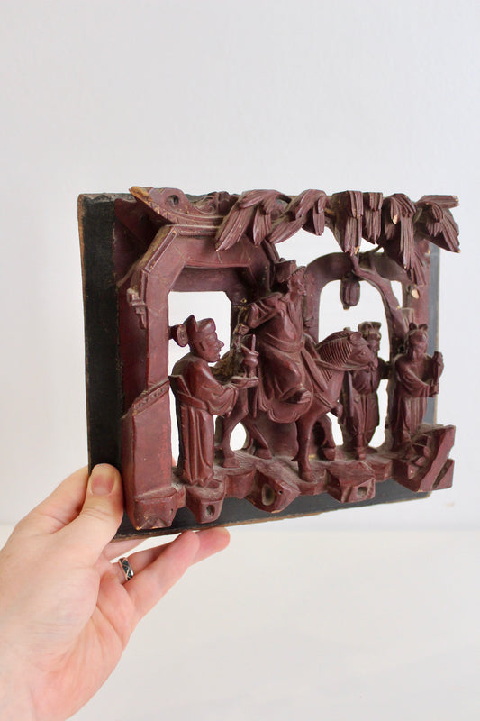 Vintage 1940s Chinese Handcarved and Lacquered Carving
