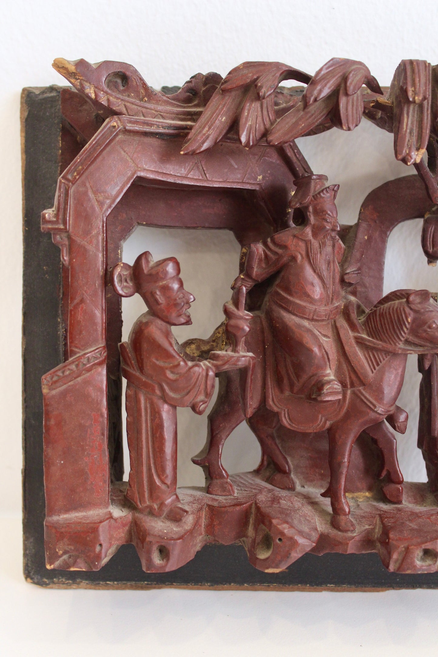 Vintage 1940s Chinese Handcarved and Lacquered Carving