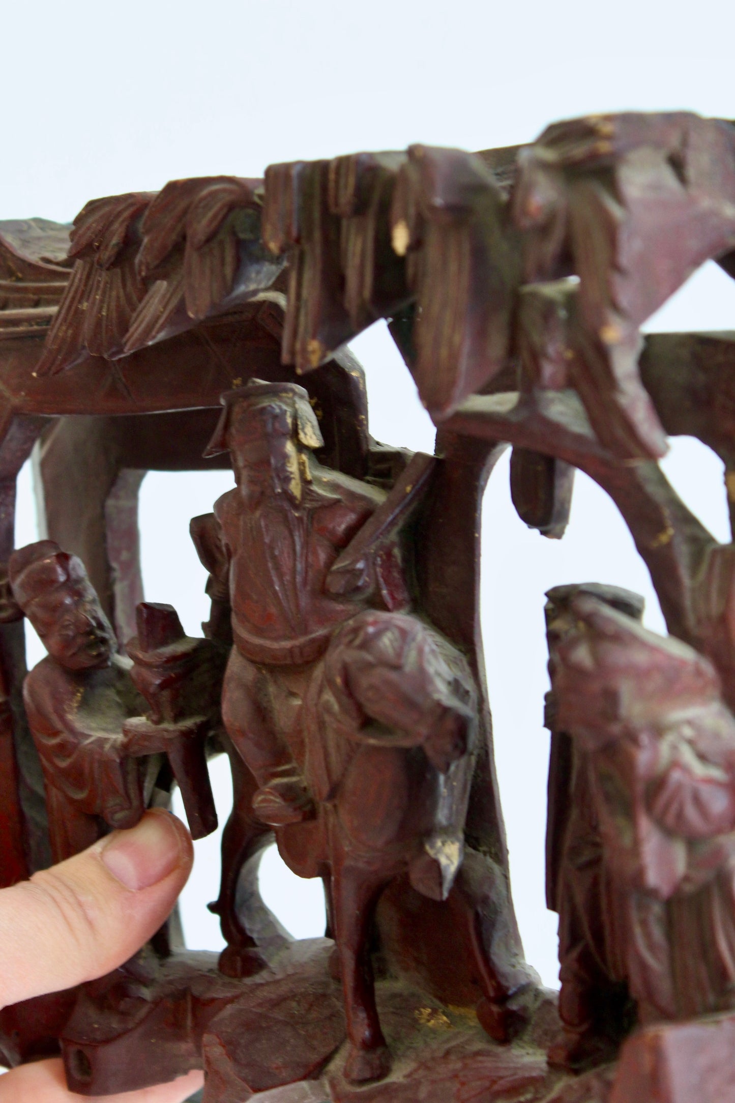 Vintage 1940s Chinese Handcarved and Lacquered Carving