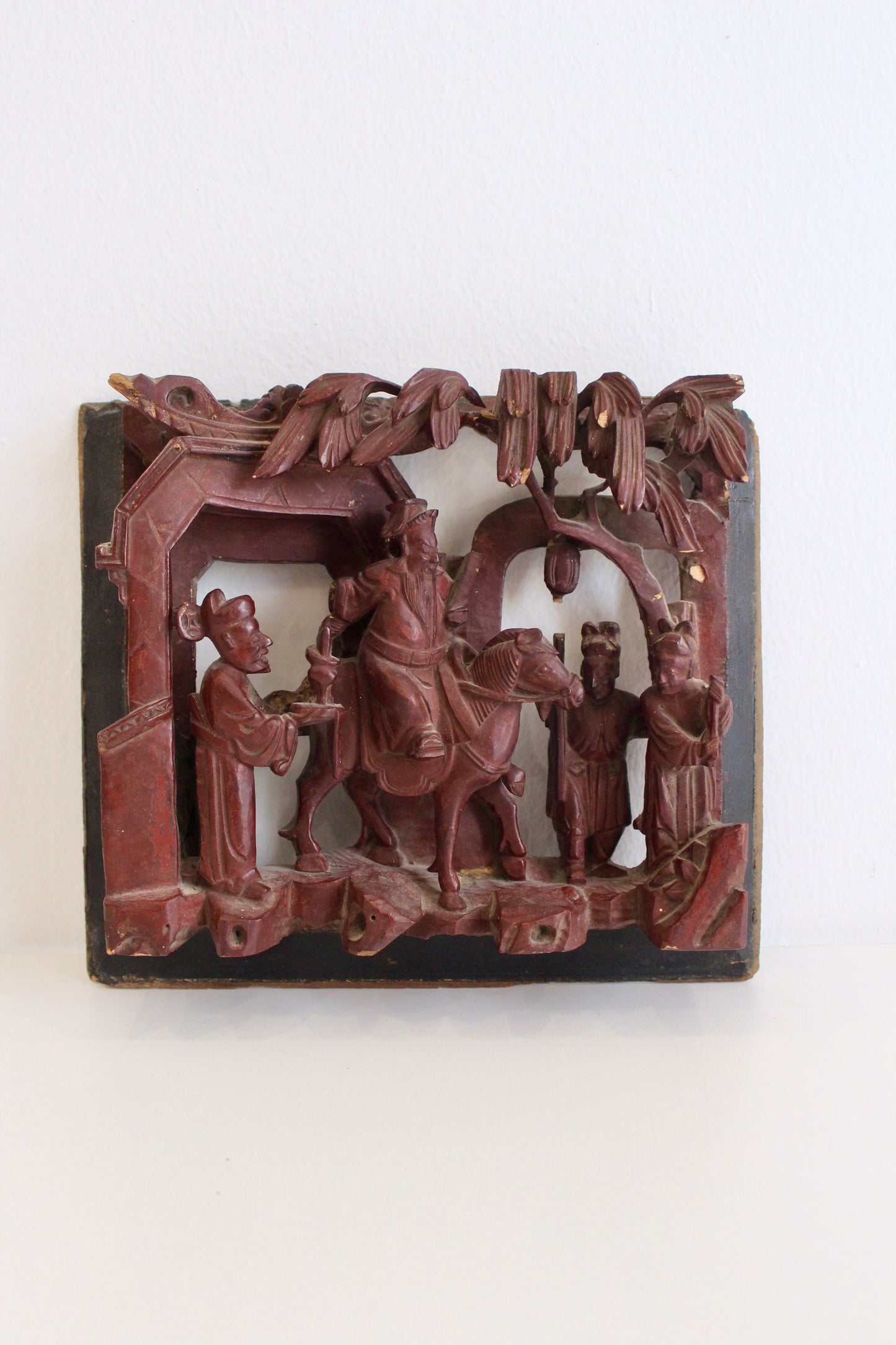 Vintage 1940s Chinese Handcarved and Lacquered Carving