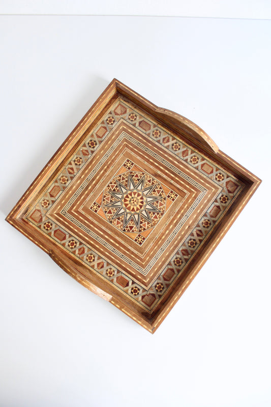Vintage Arab Marquetry Tray