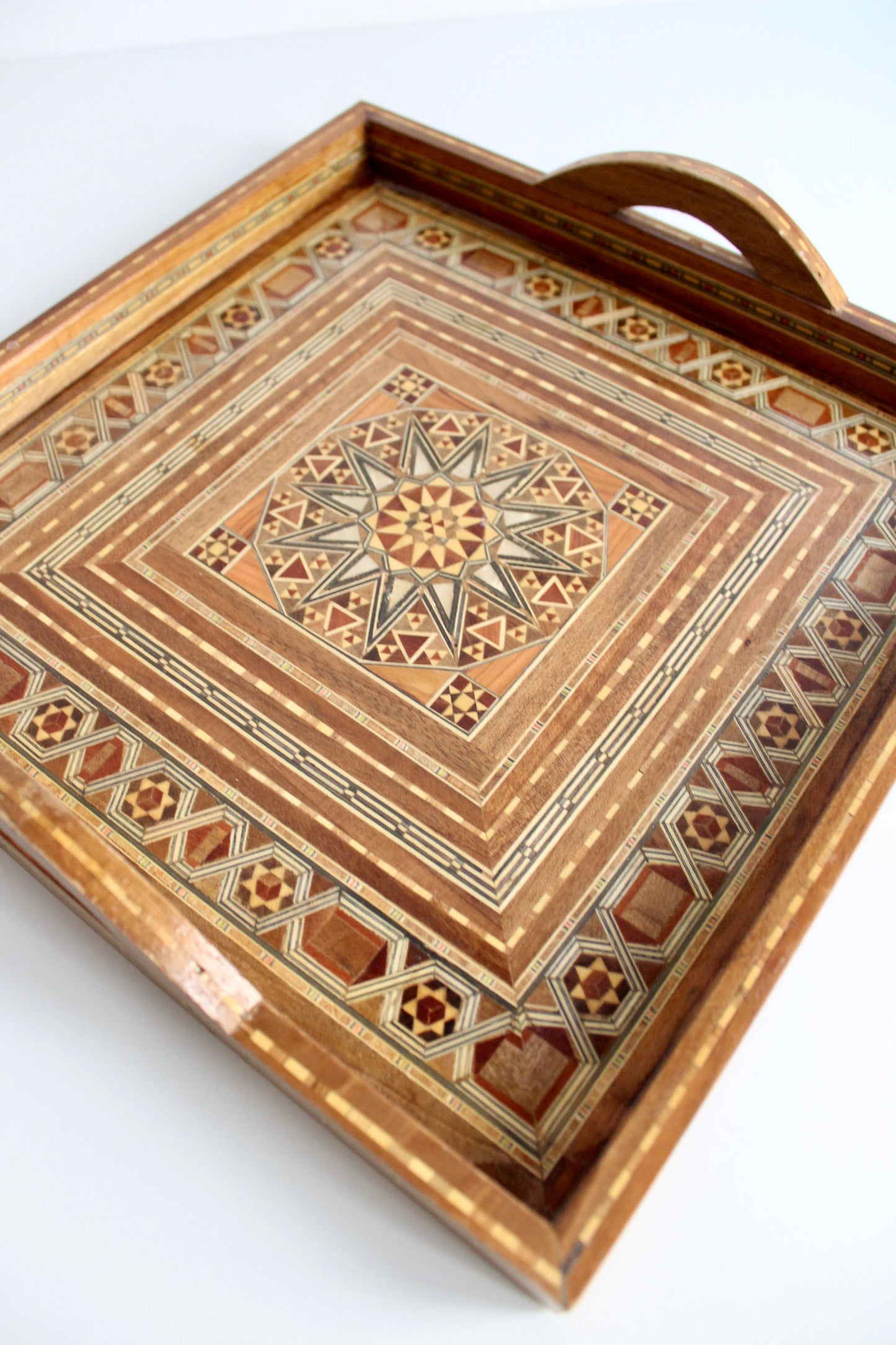Vintage Arab Marquetry Tray