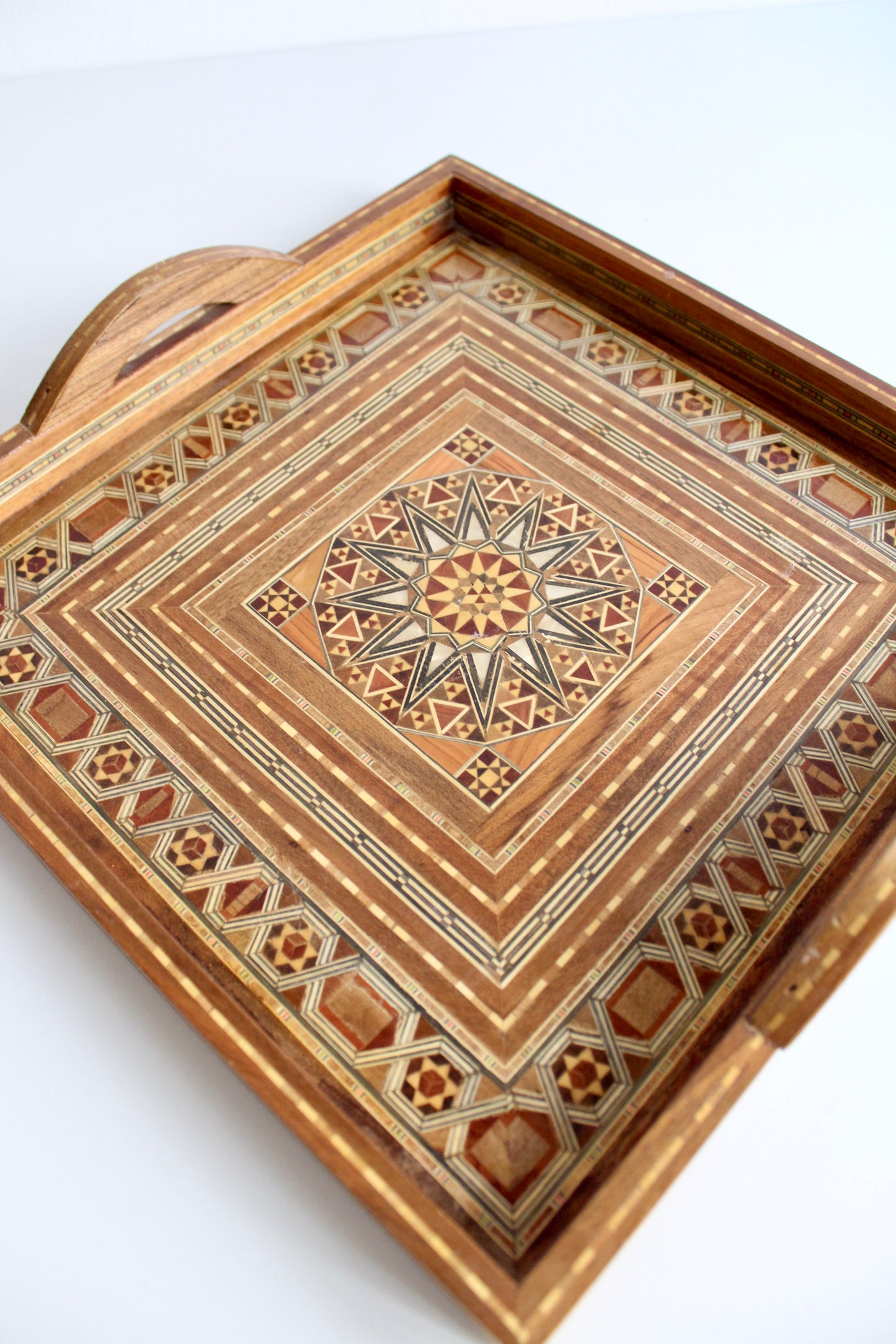 Vintage Arab Marquetry Tray