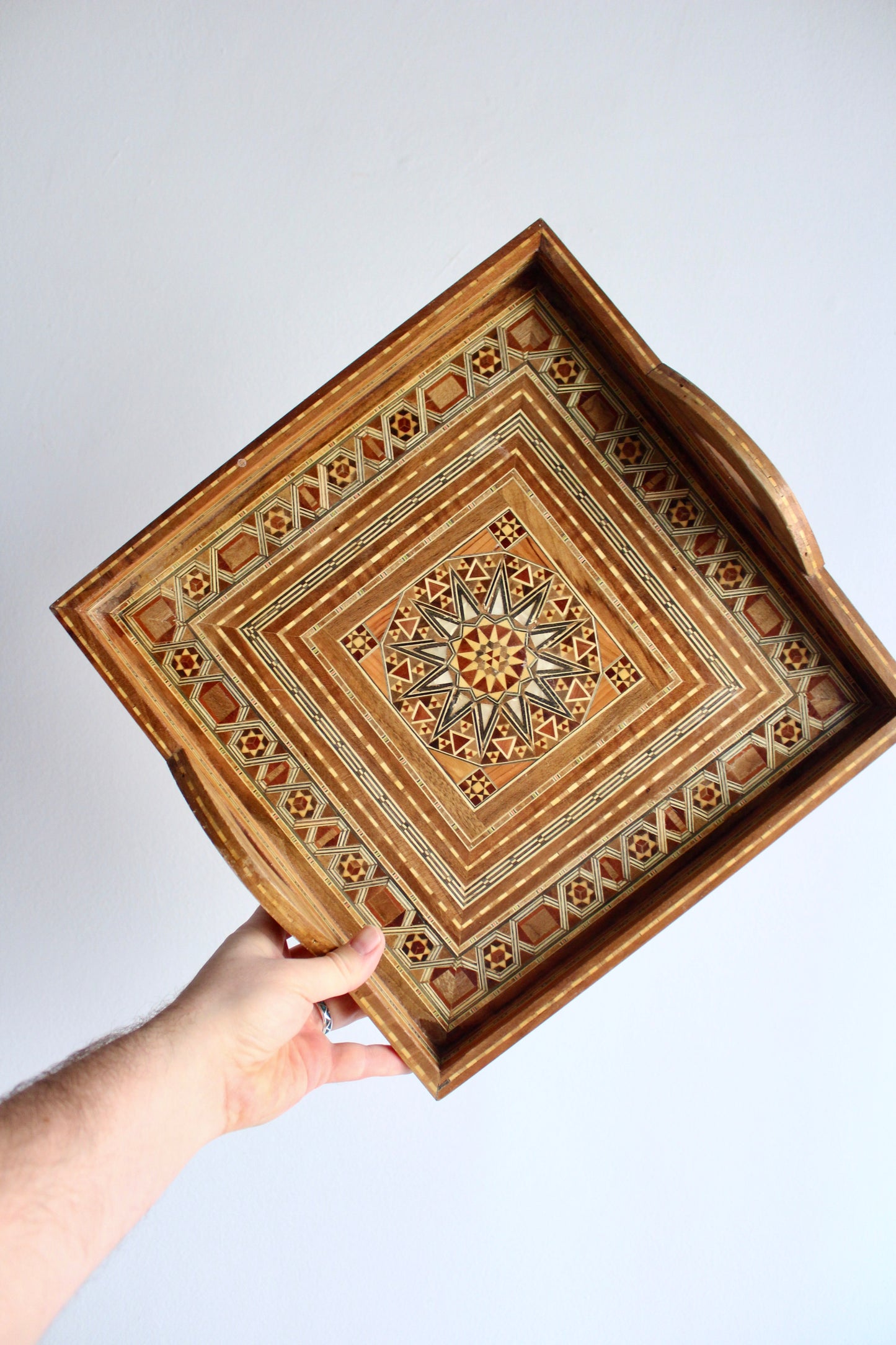 Vintage Arab Marquetry Tray