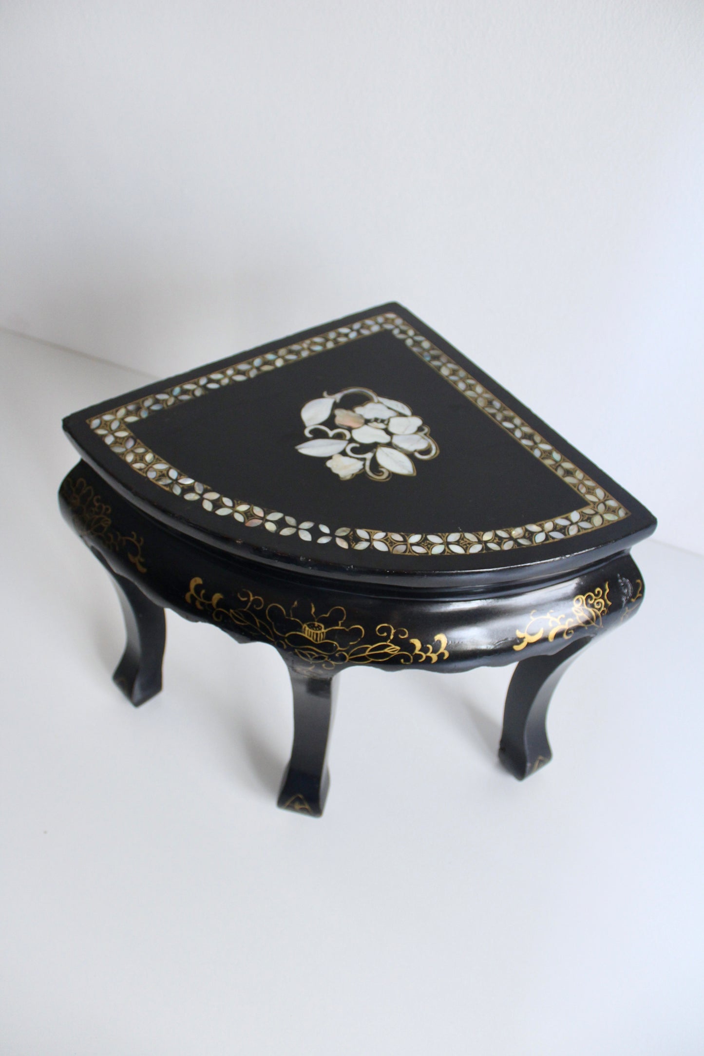 Vintage Black Lacquer and Mother of Pearl Tables