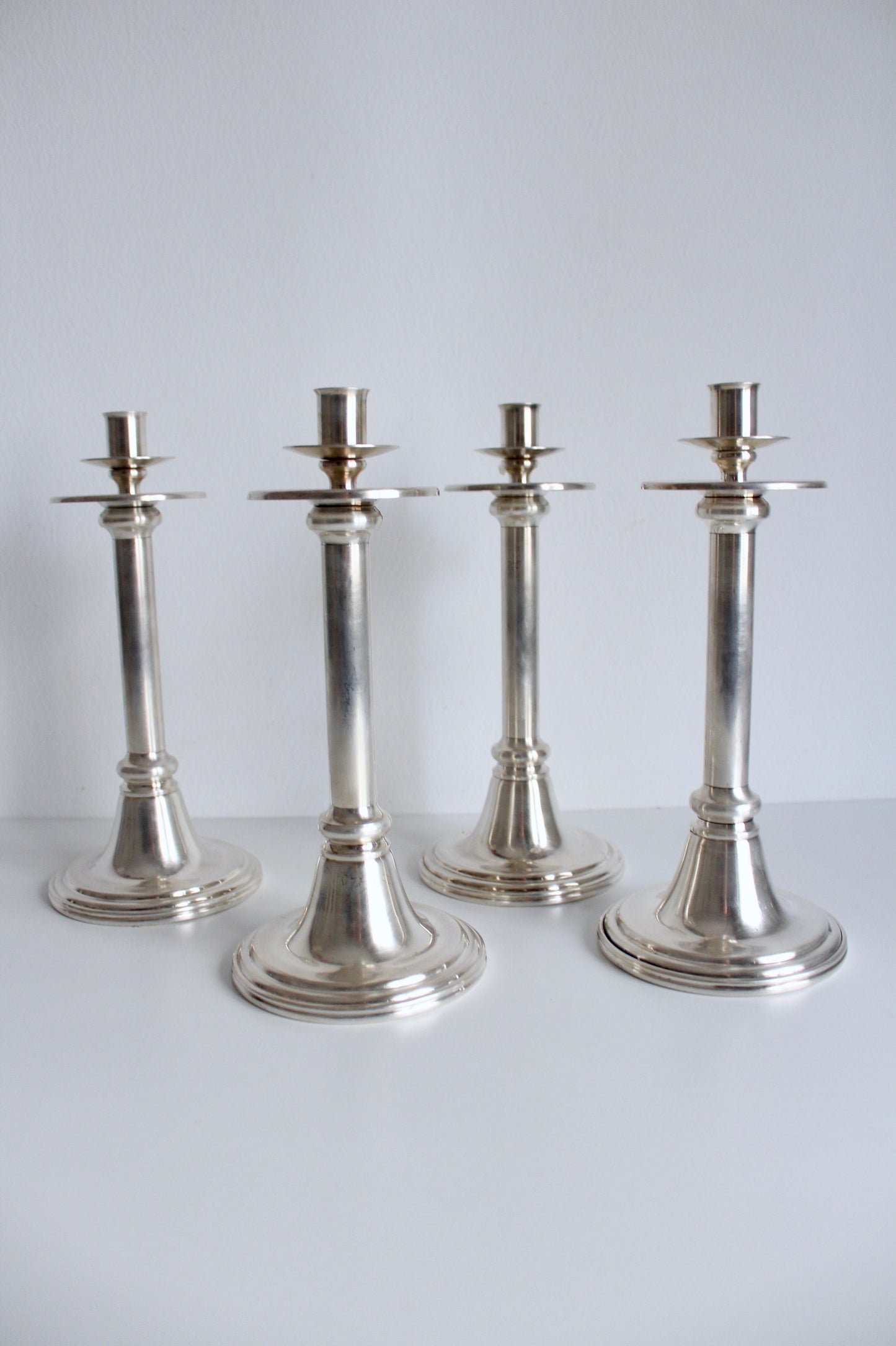 Antique French Pewter Candlesticks
