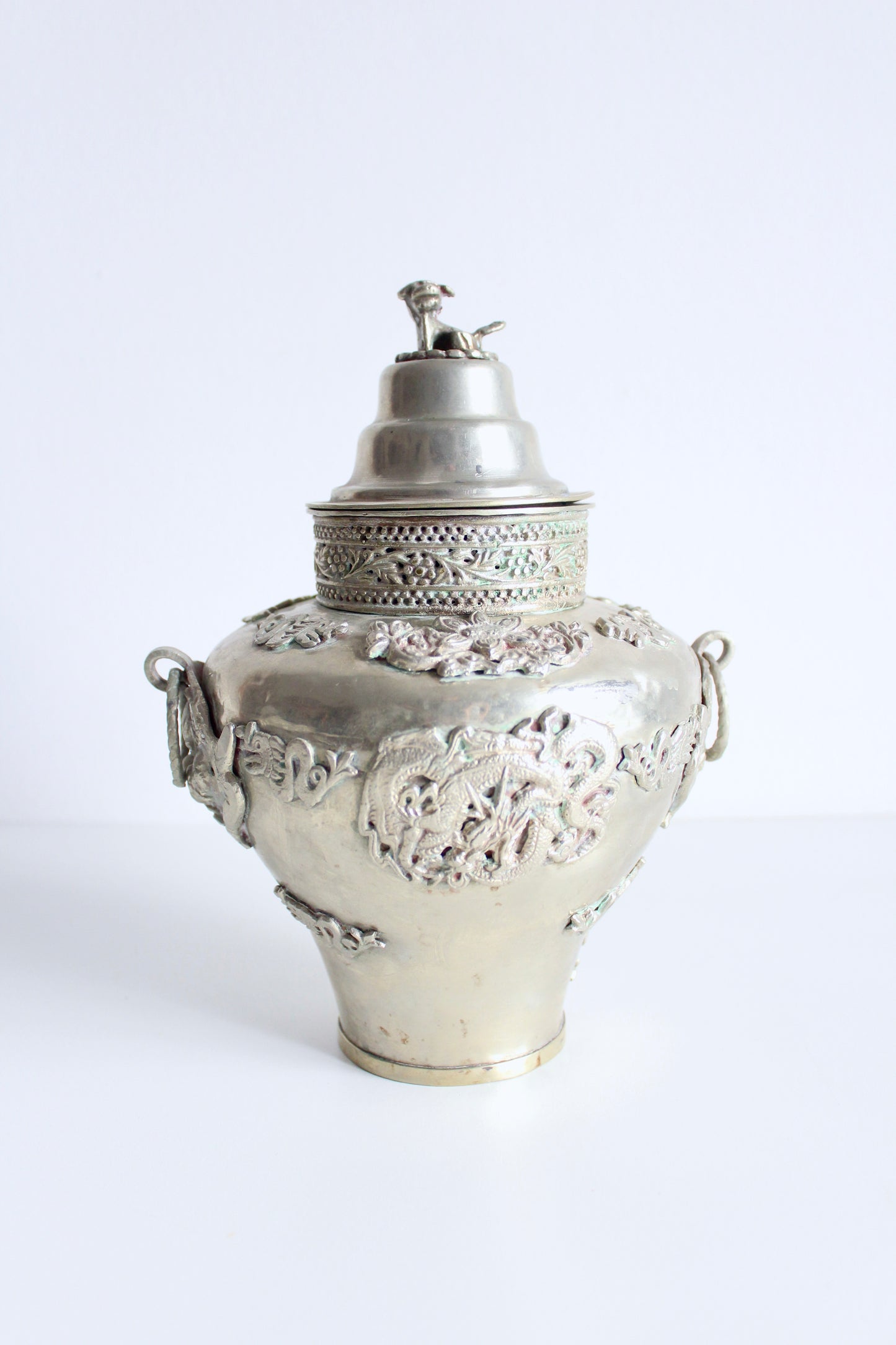 Early 20th Century Silver Plate Tibetan Offering Vessel