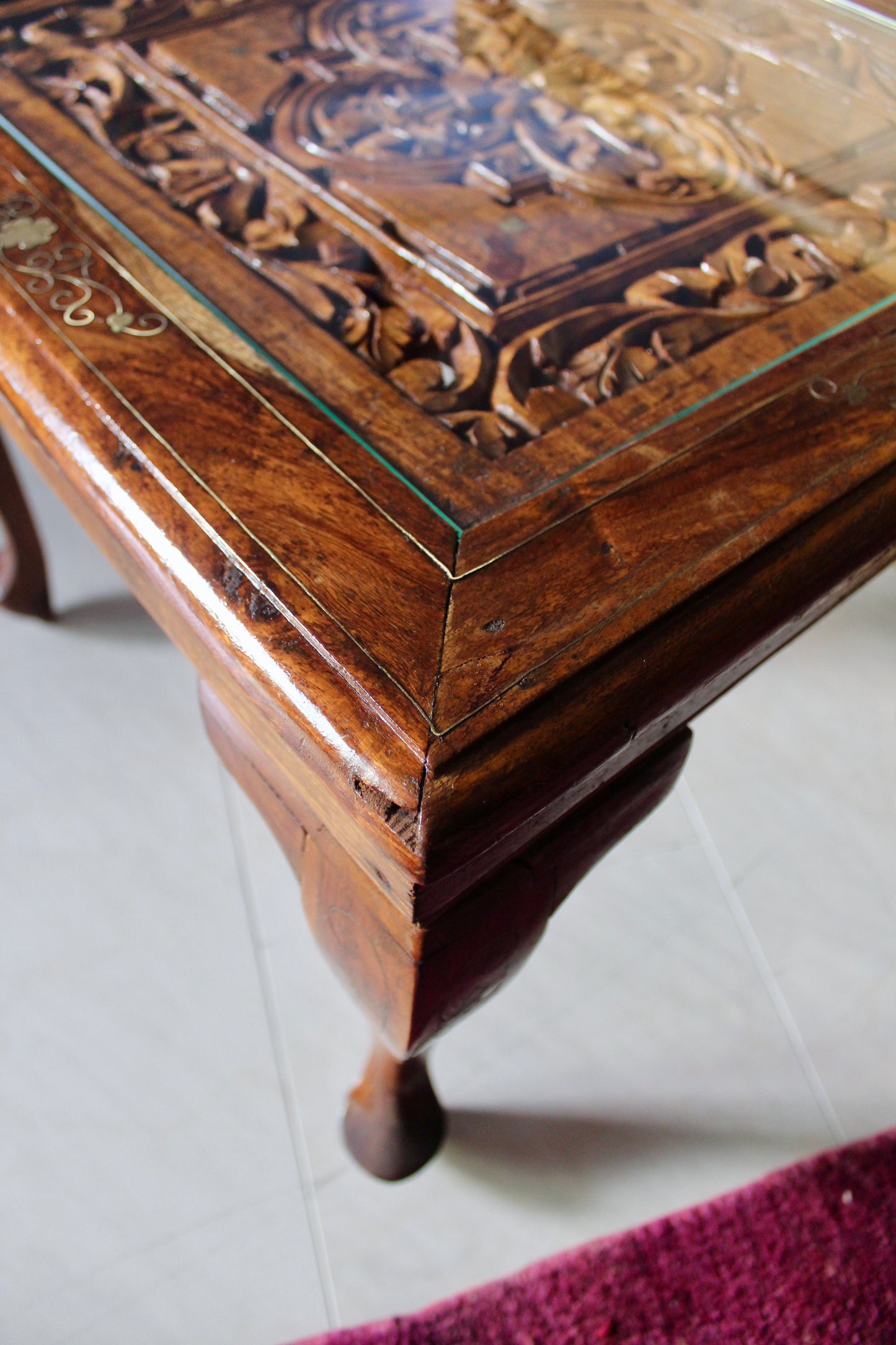 Beautiful Handcarved Wooden Indian Side Table