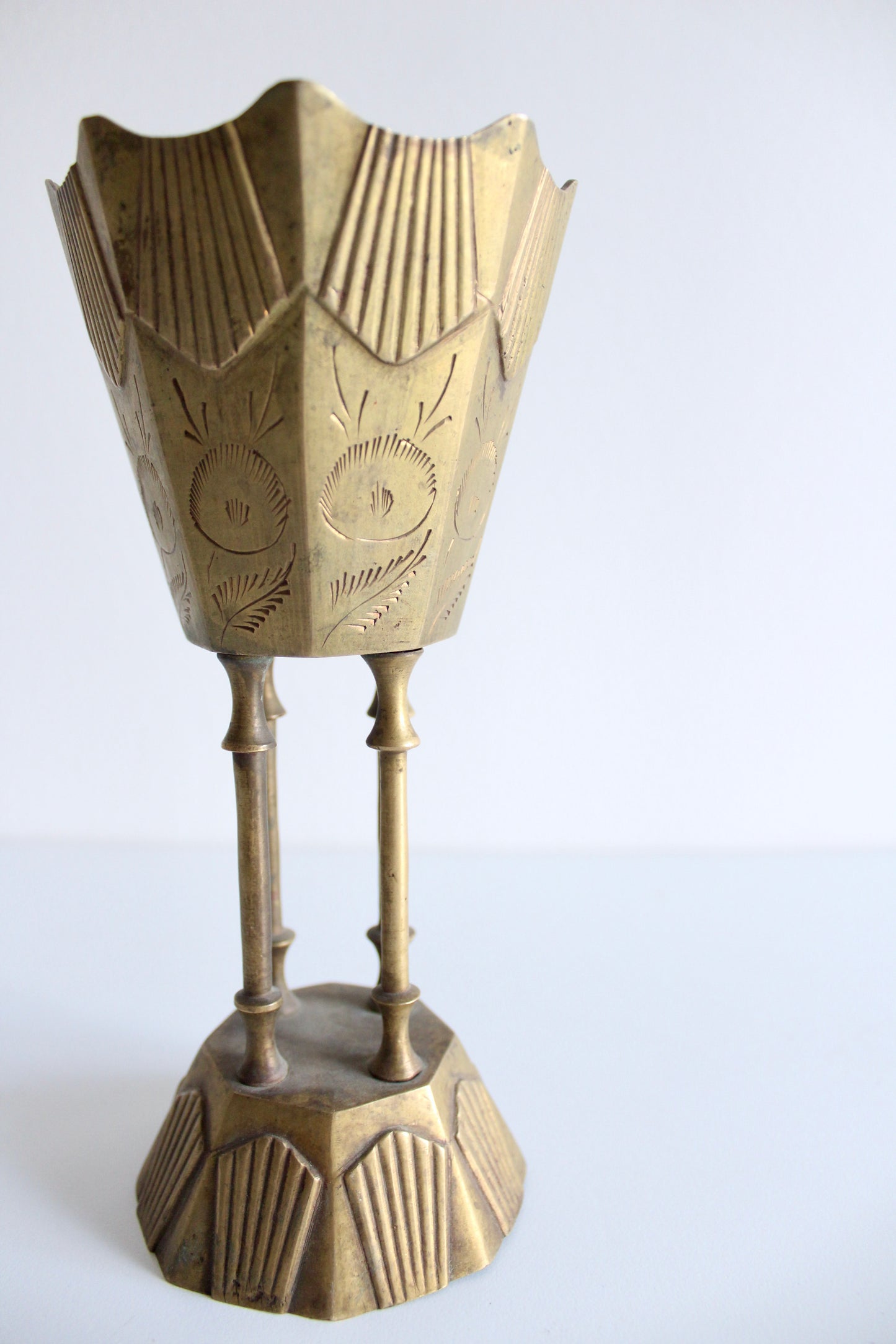 Vintage Solid Brass Art Deco Mubkhar