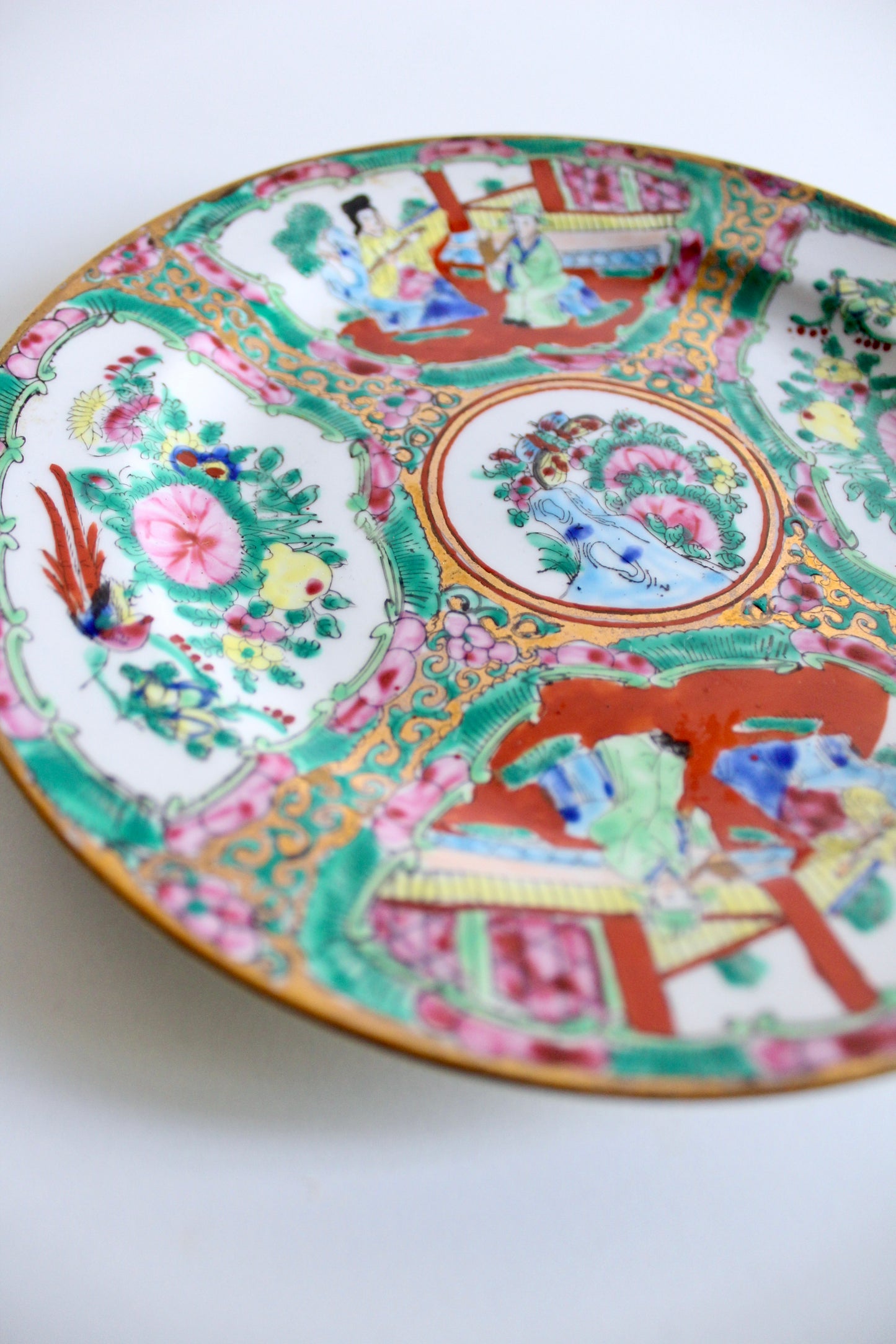 Vintage Famille Rose Handpainted Plate