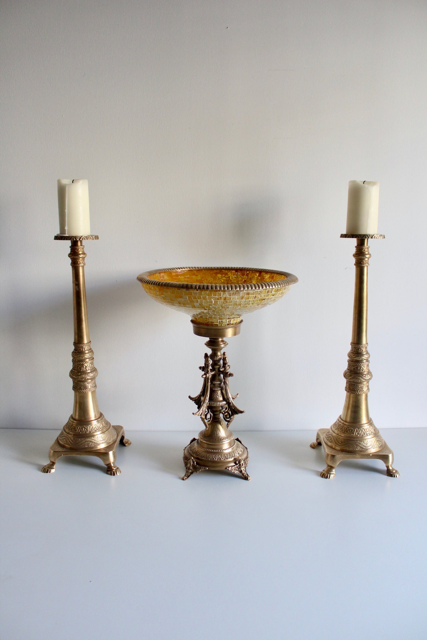 XL Vintage Brass Candle Stands