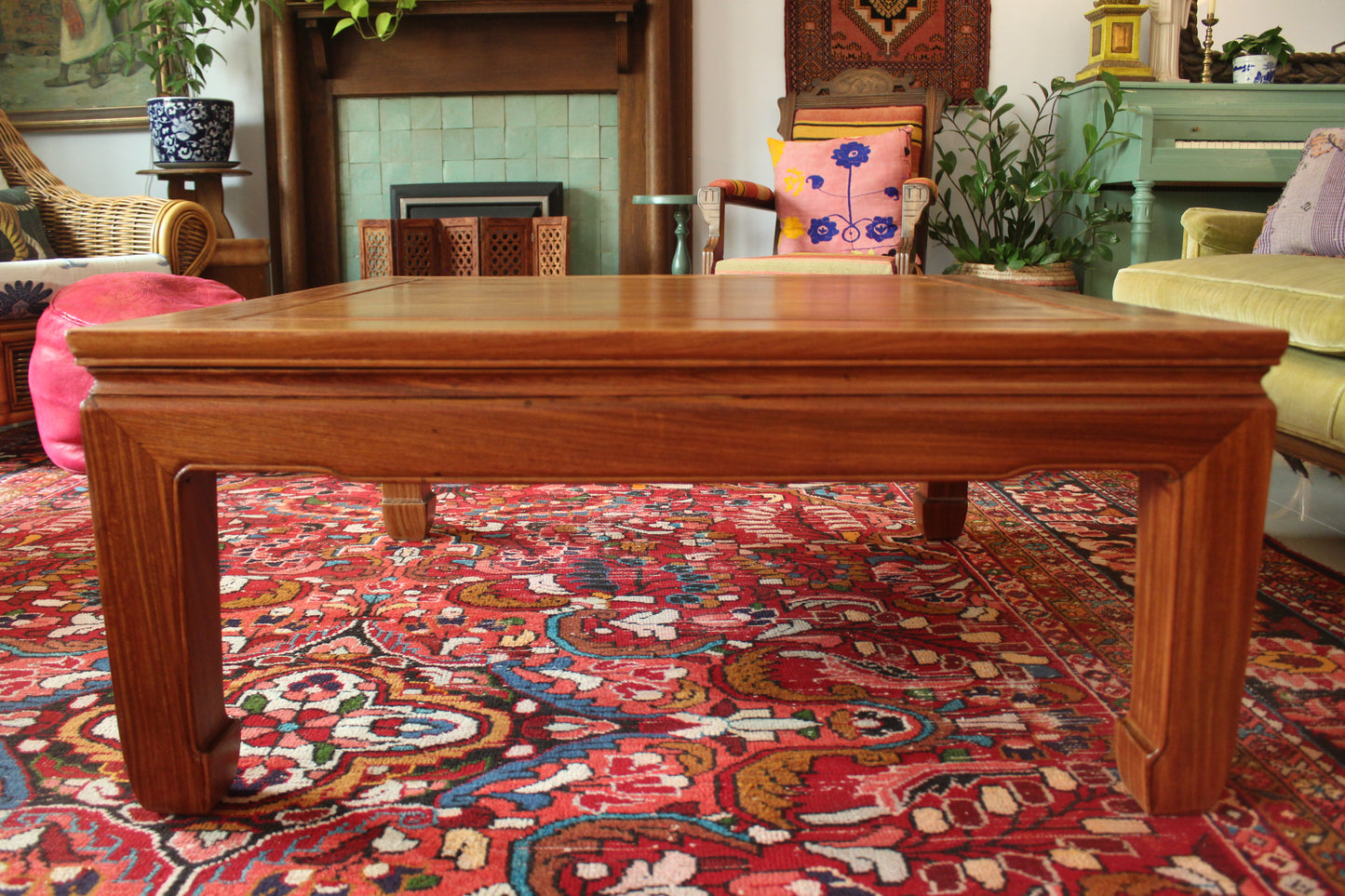 Retro 1970s Chinese Solid Wood Coffee Table