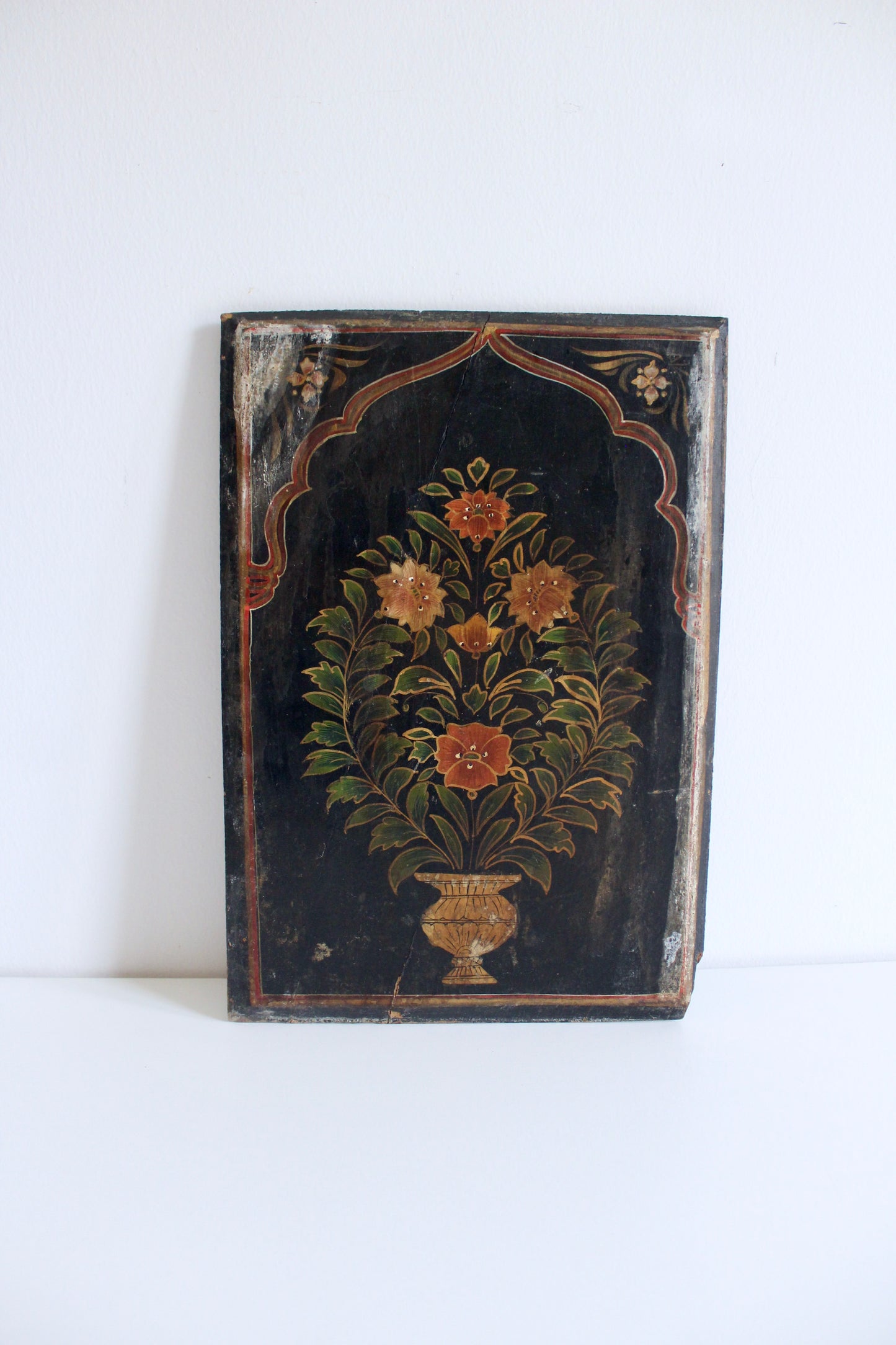 19th Century Indo-Persian Hand Painted Wooden Panel