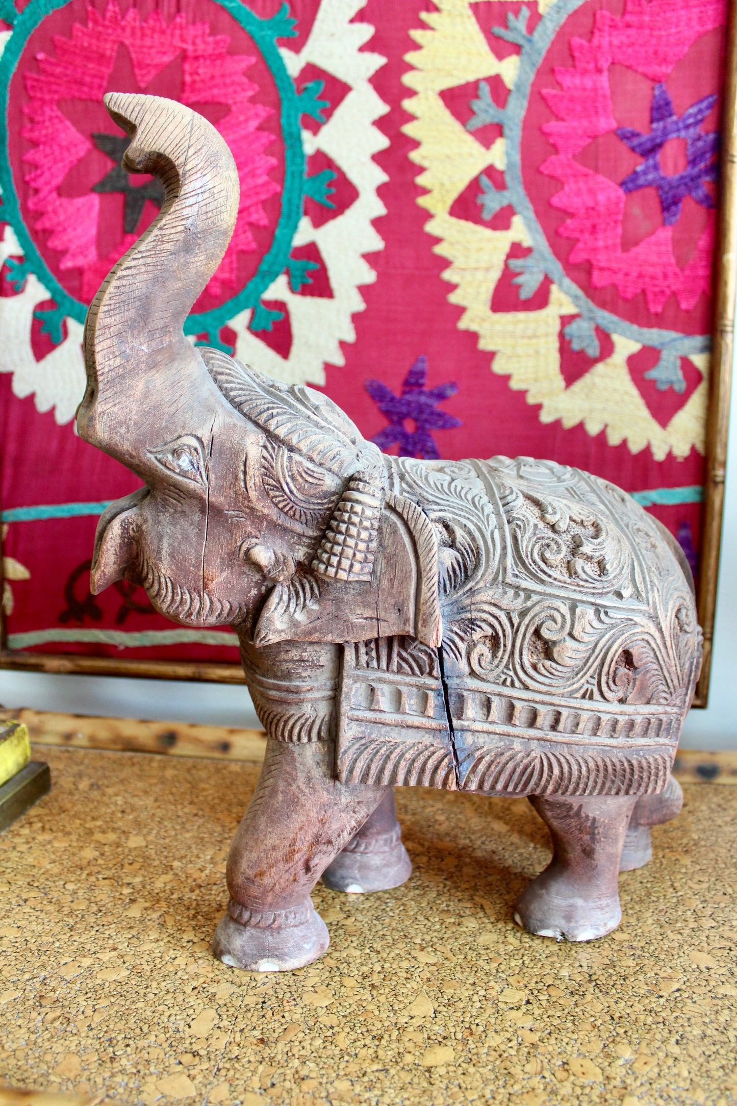 Pair of Hand Carved Wooden Elephants