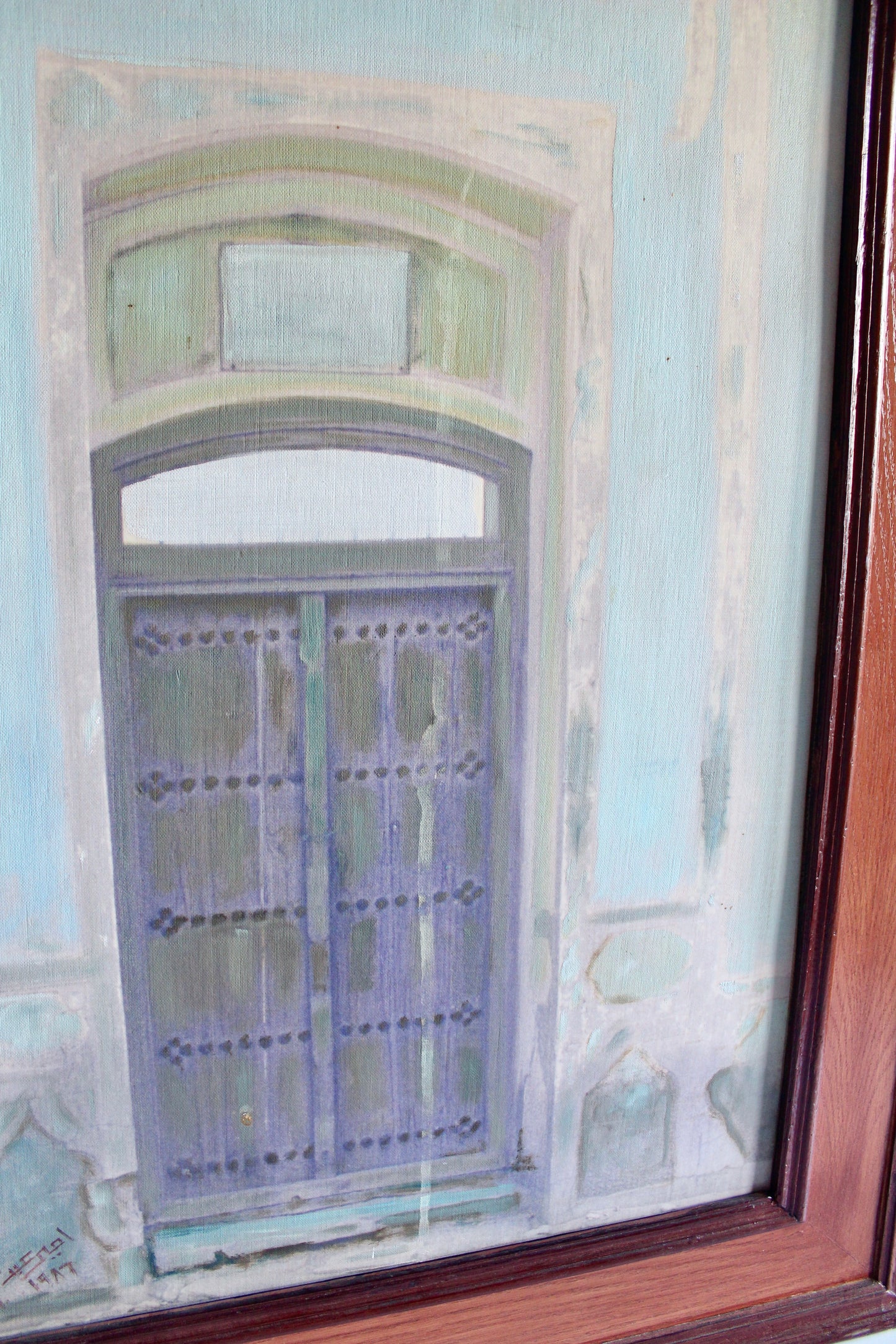 Large Original Kuwaiti Architectural Painting – Traditional Doorway Scene - On Hold