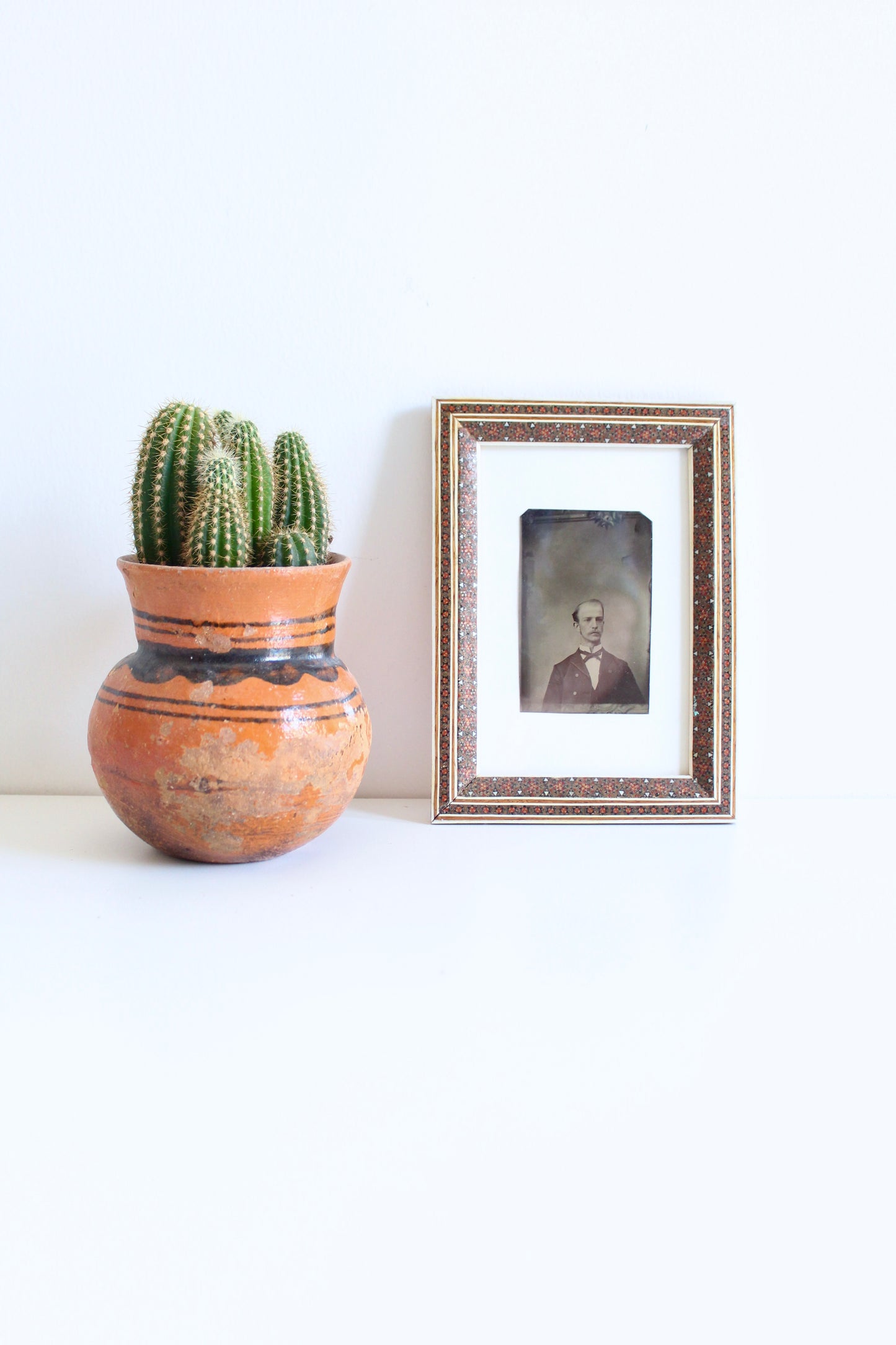Antique 1870s Original Tintype Photo with Khatam Kari Frame