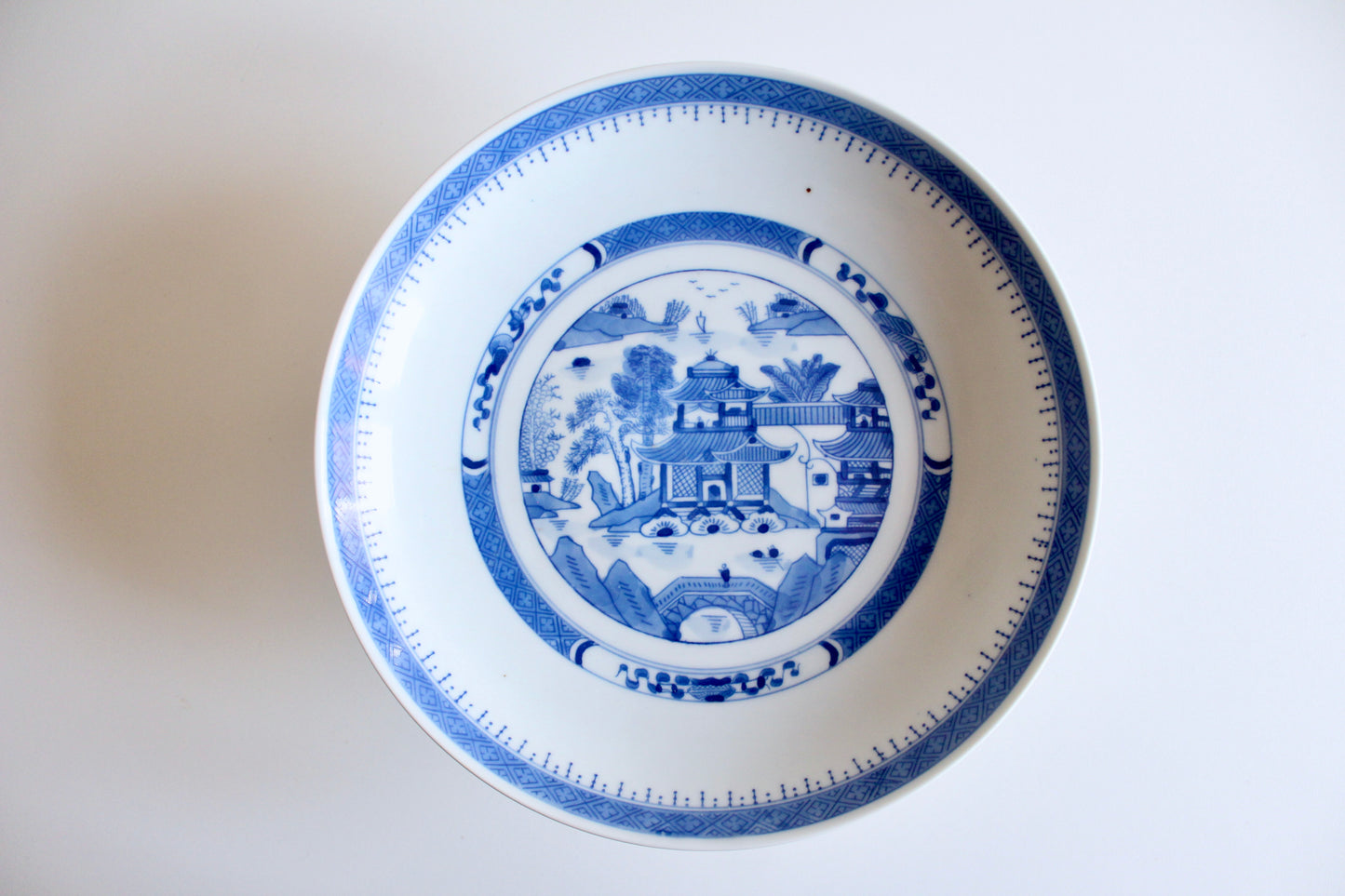 Blue & White Porcelain Pedestal Fruit Bowl | Chinoiserie Centerpiece Dish