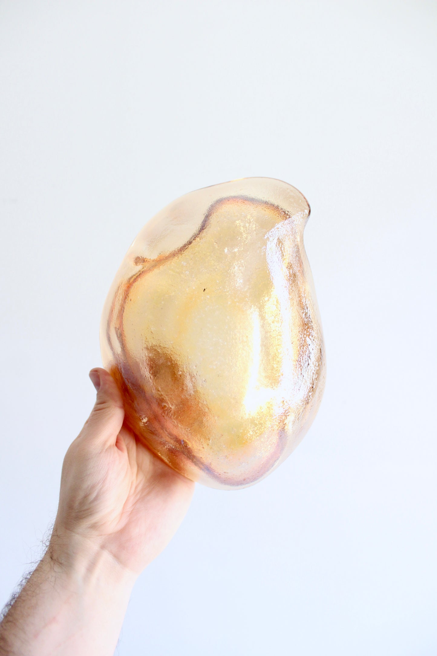 Vintage Amber Blenko-Style Amoeba Glass Catchall / Ashtray
