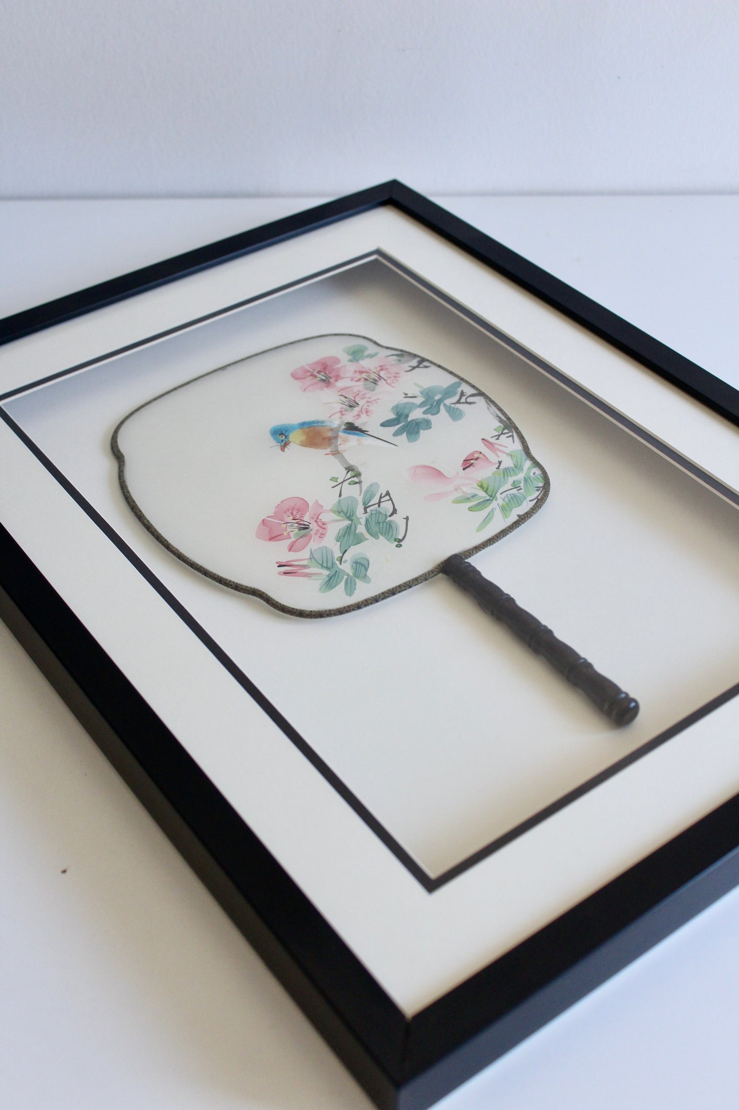 Pair of Framed Chinese Hand-Painted Silk Fans