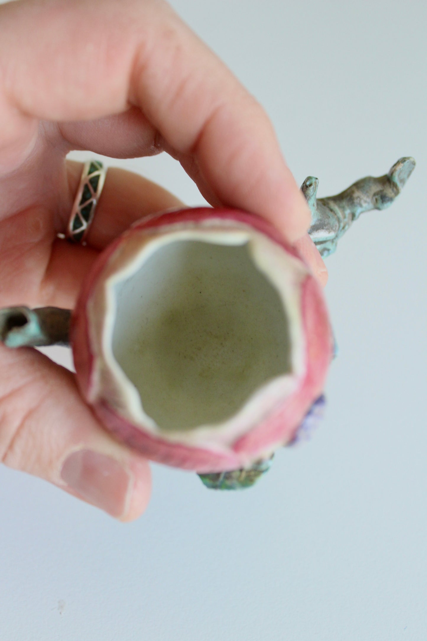 Vintage Majolica Floral Bud Vase / Mubkhar