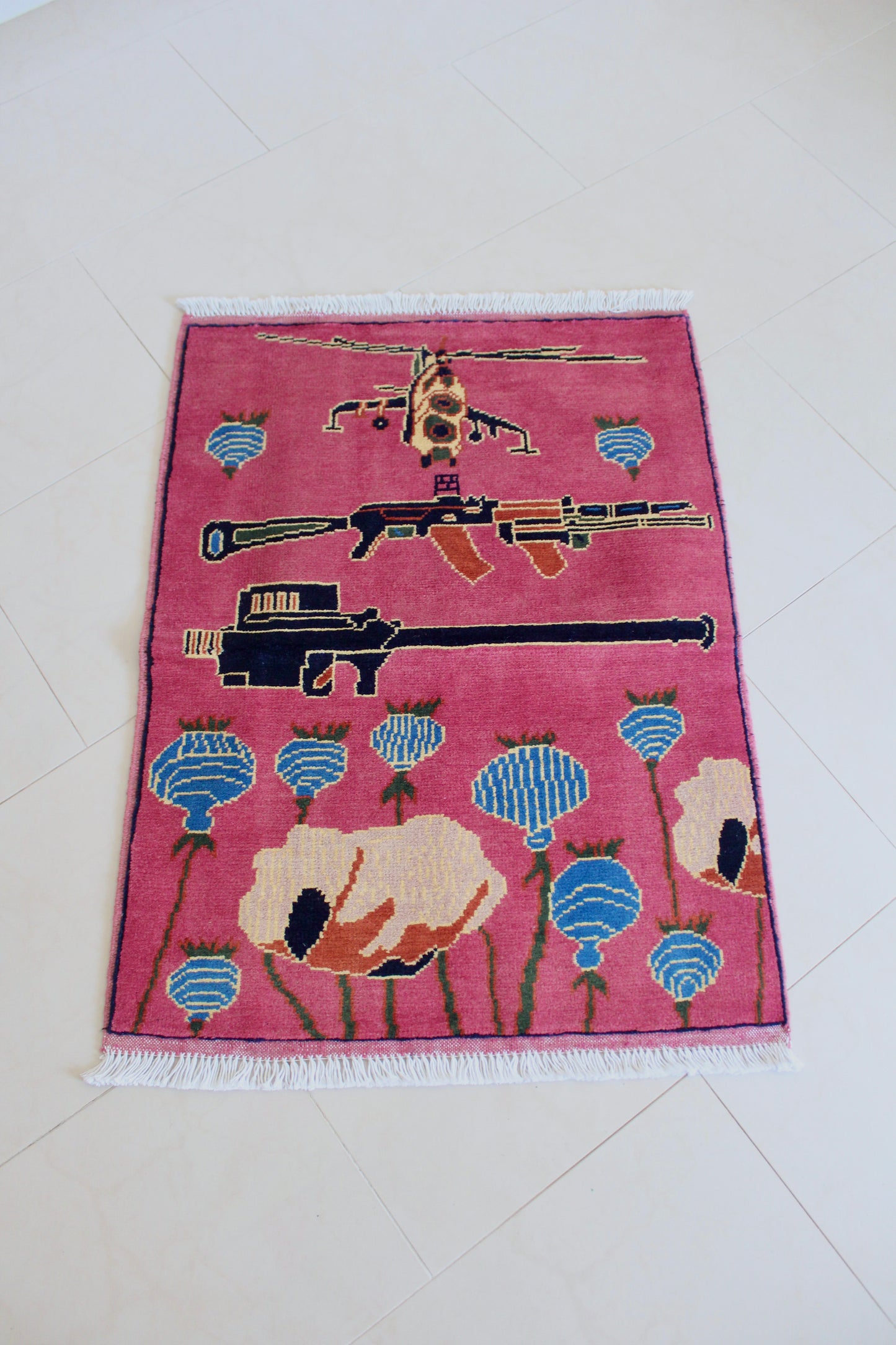 Afghan War Rug – Hand-Knotted Wool (New) - 63cm by 85cm