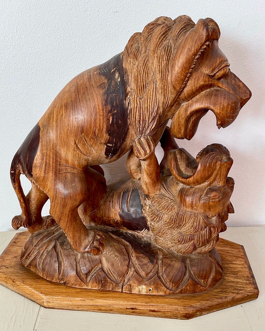 Vintage African Carved Lions