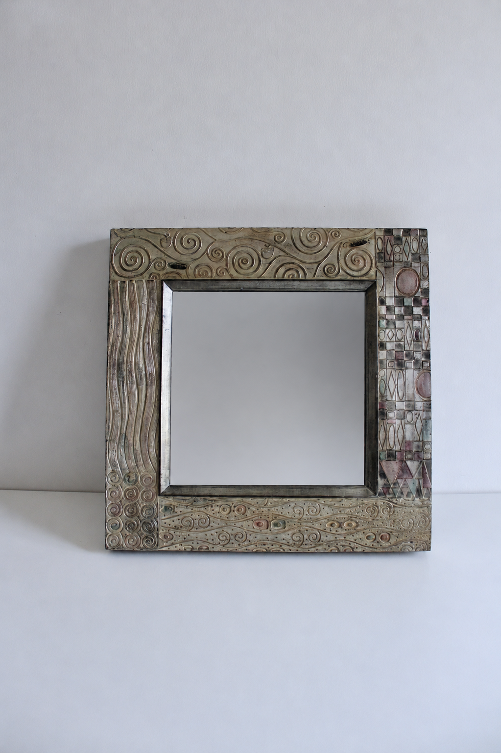 Vintage Klimt-Inspired Geometric Wall Mirror