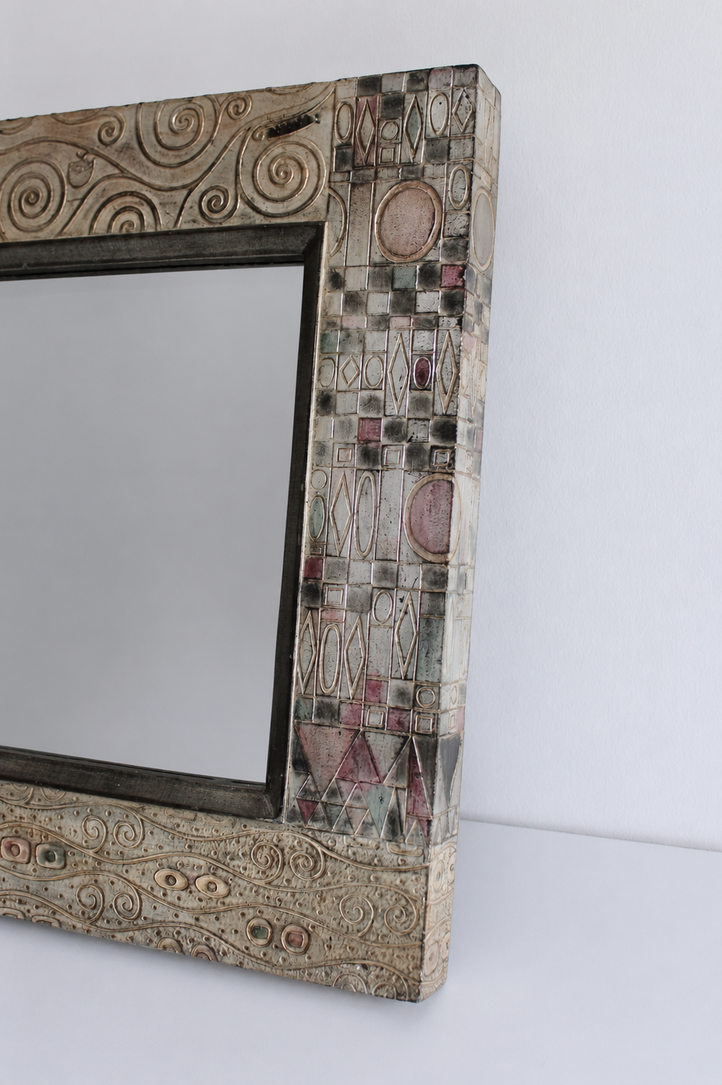 Vintage Klimt-Inspired Geometric Wall Mirror