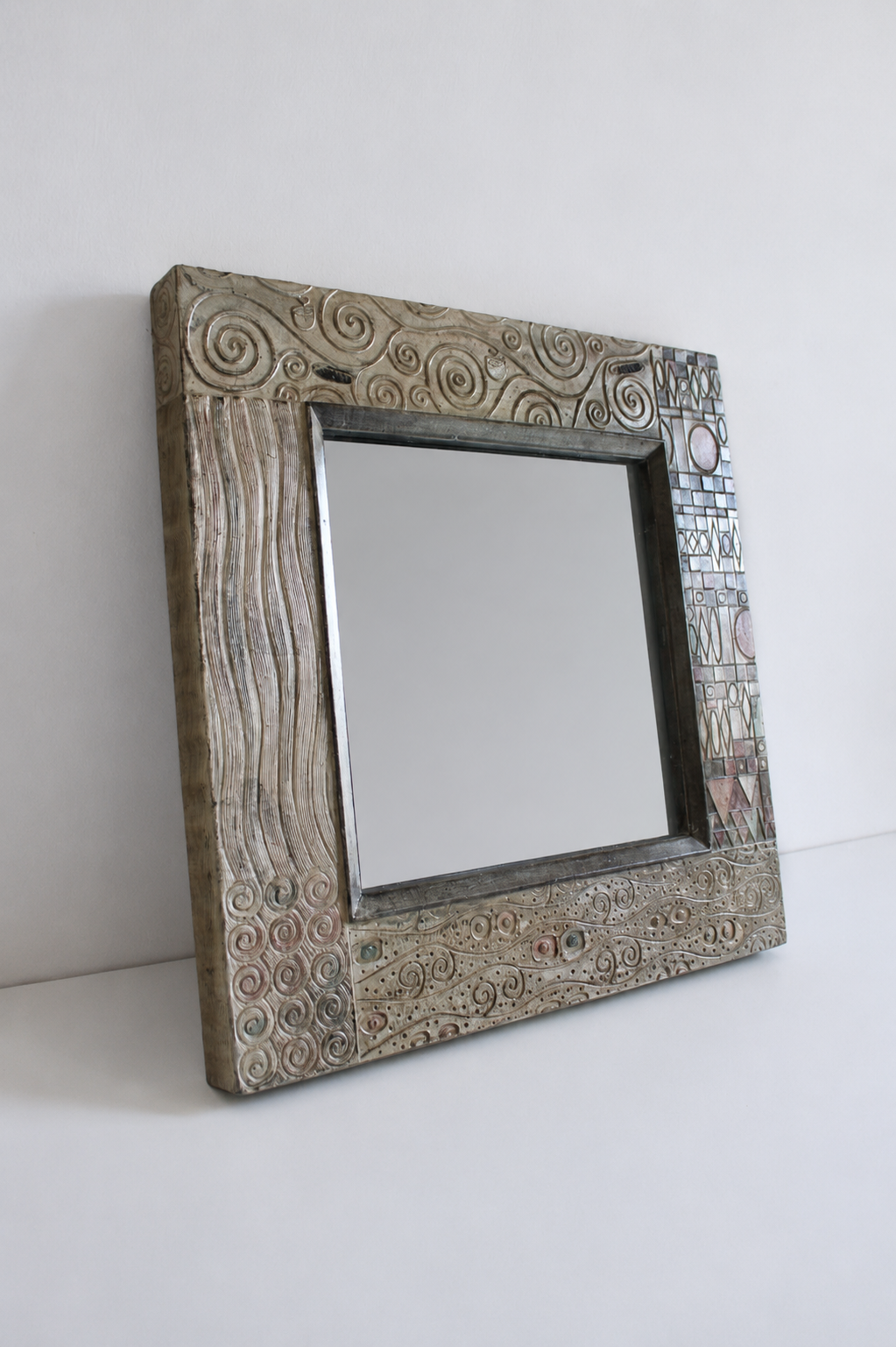 Vintage Klimt-Inspired Geometric Wall Mirror