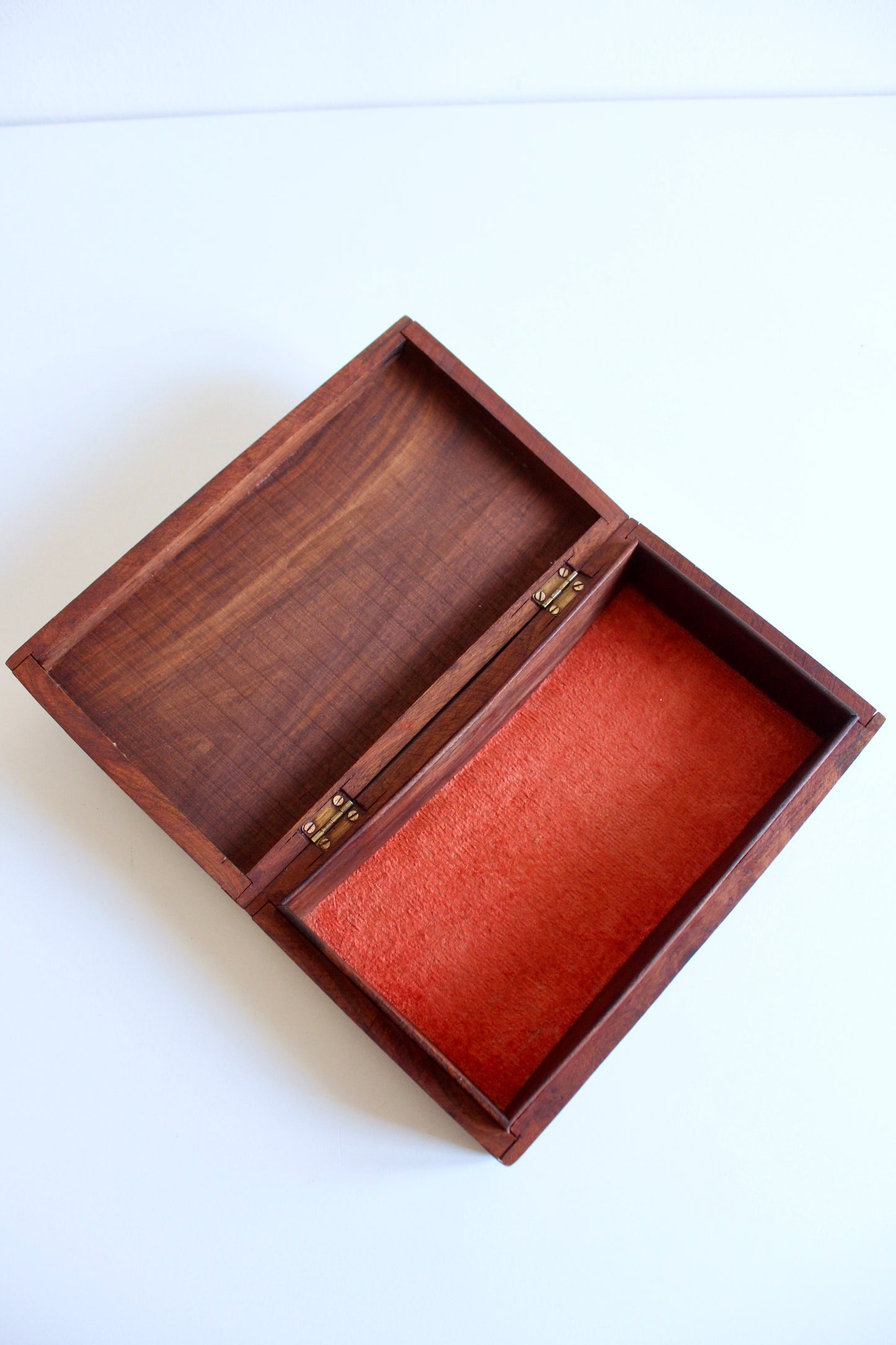 Vintage Hand-Carved Wooden Keepsake Box with Floral Inlay