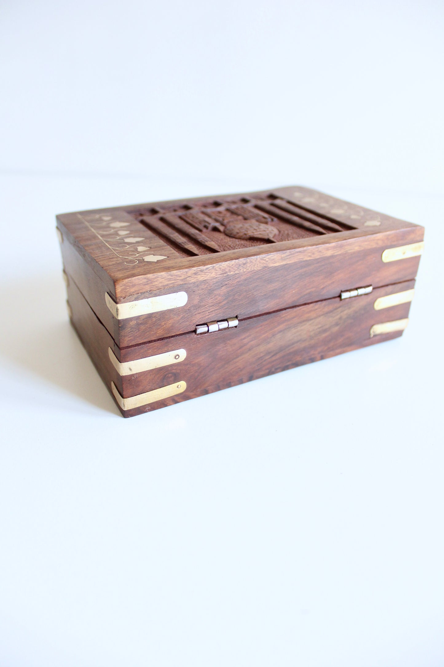 Vintage Hand-Carved Taj Mahal Wooden Keepsake Box