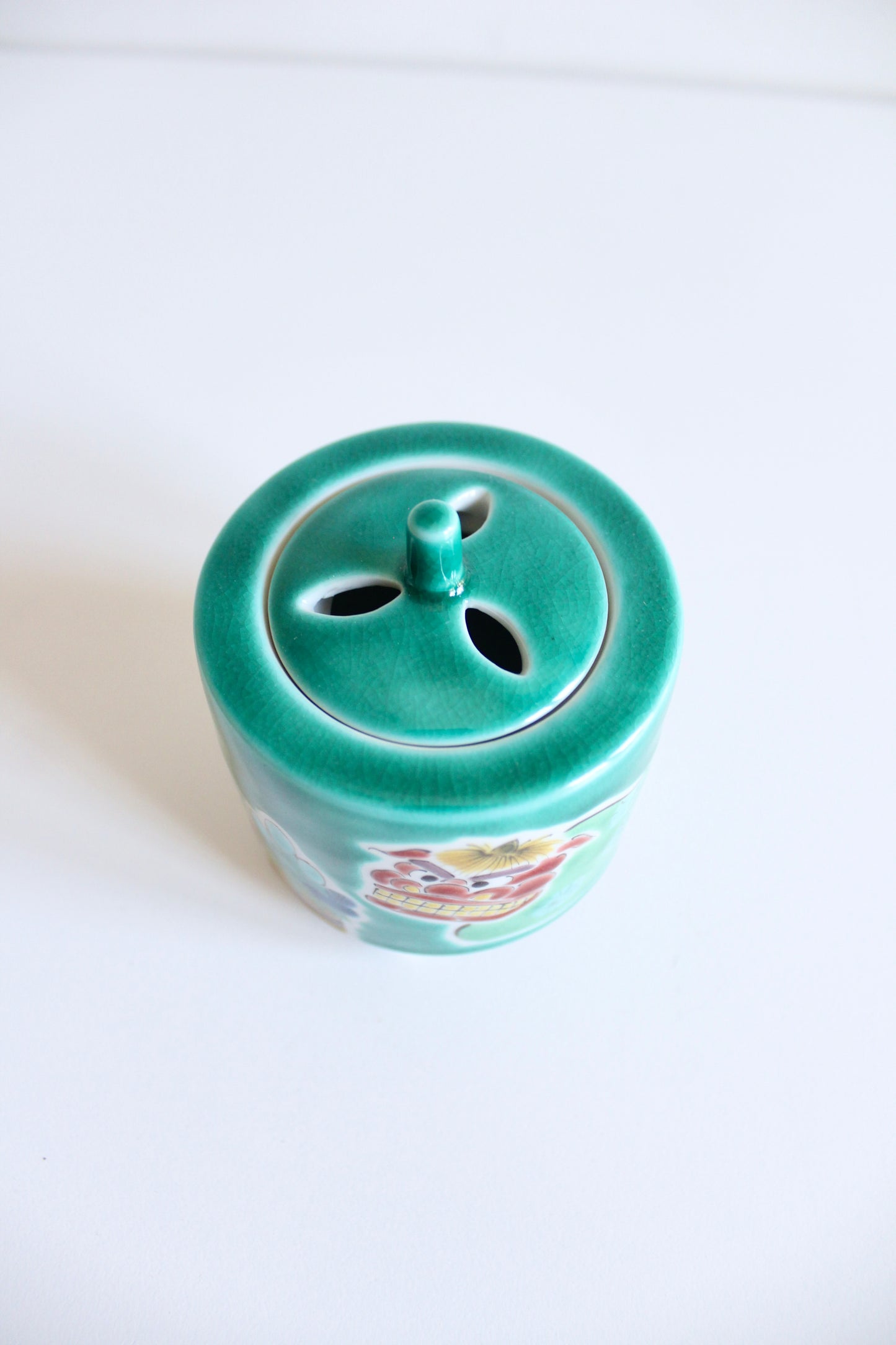 Japanese Kutani Porcelain Incense Burner with Original Box