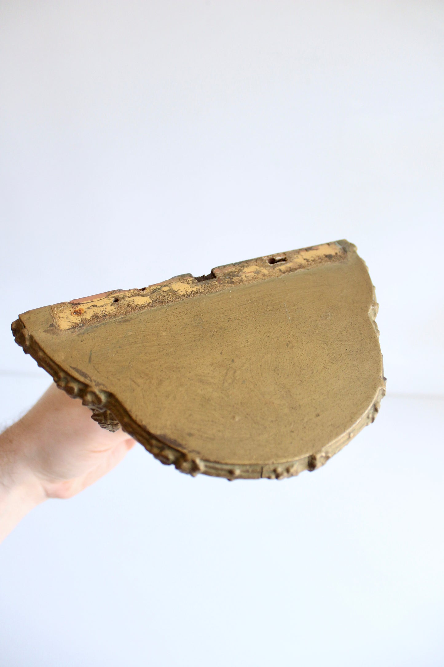Antique French Gilt Wall Bracket Shelf with Floral & Fern Motif