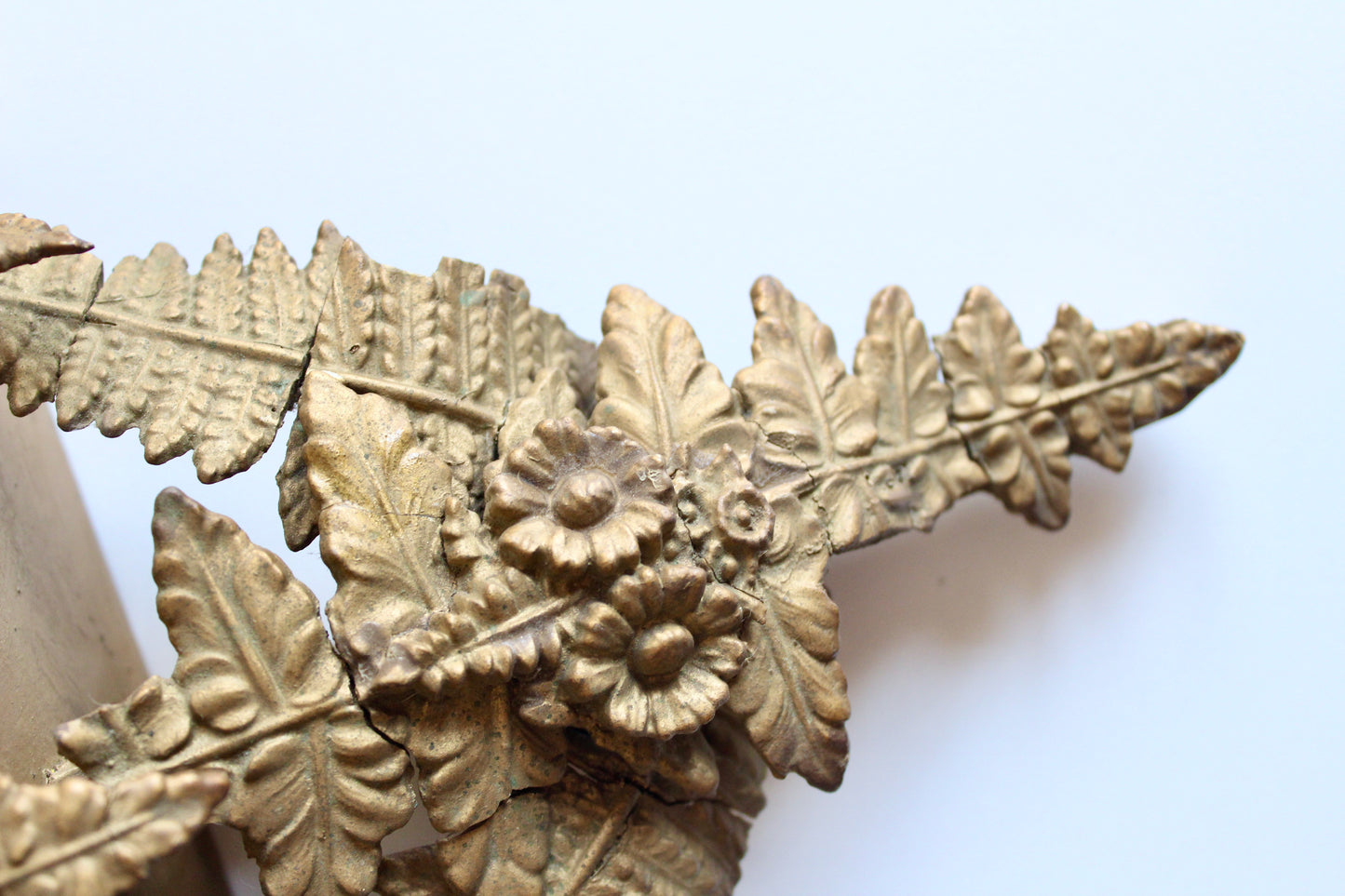Antique French Gilt Wall Bracket Shelf with Floral & Fern Motif