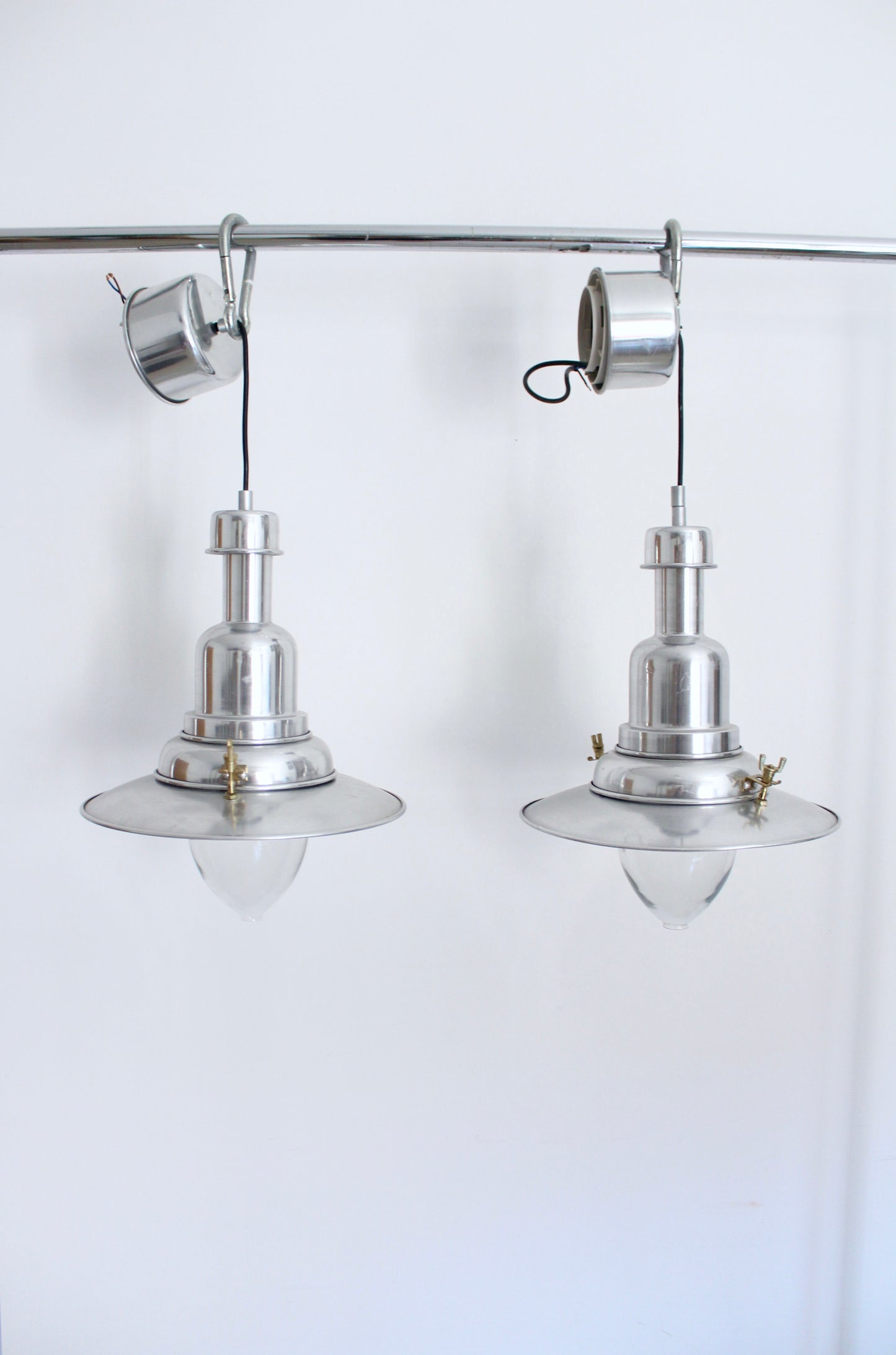 Pair of IKEA OTTAVA Industrial Aluminum Pendant Lights (Discontinued)