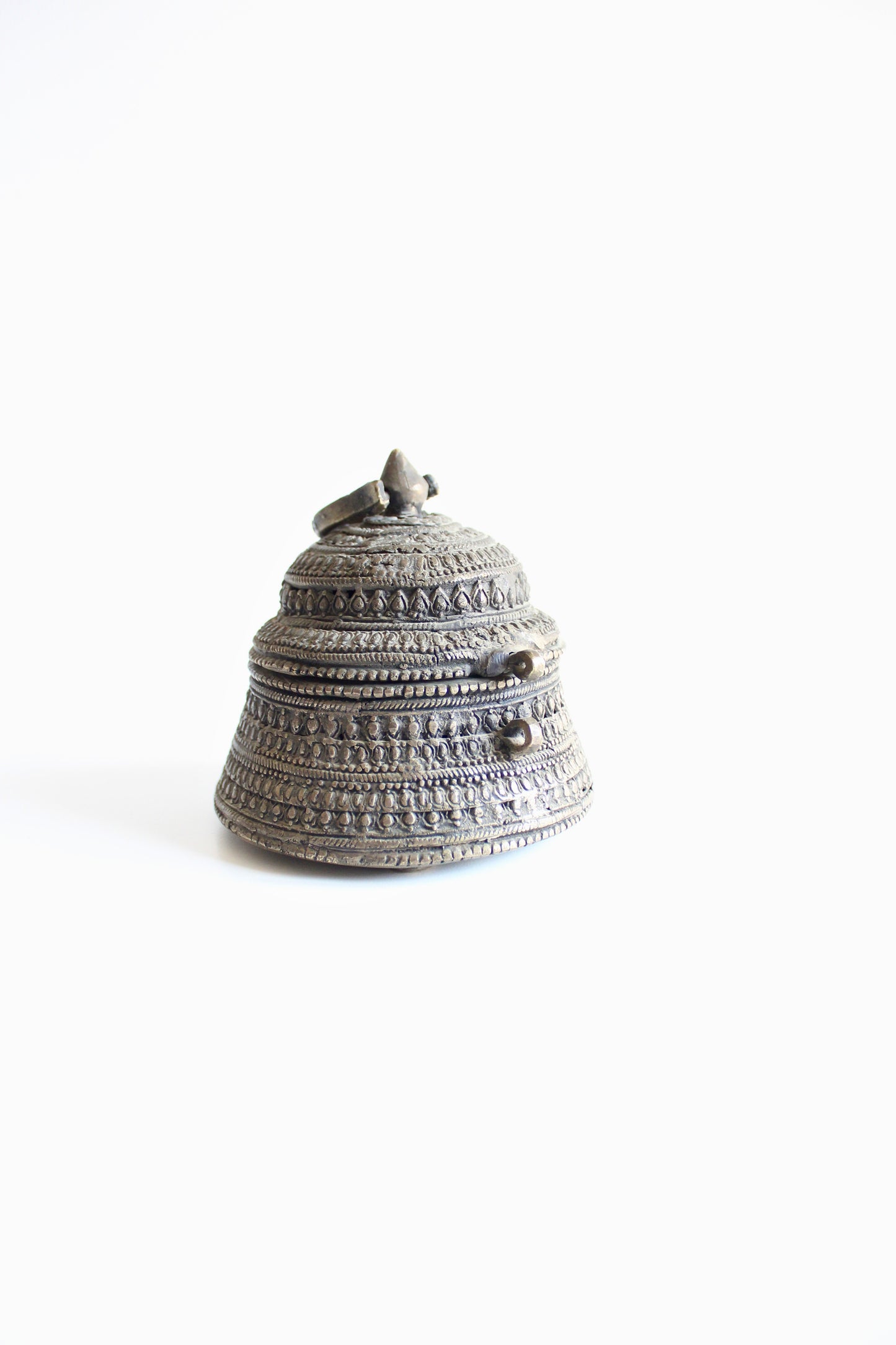 Vintage Handcrafted White Metal Incense Burner / Trinket Box