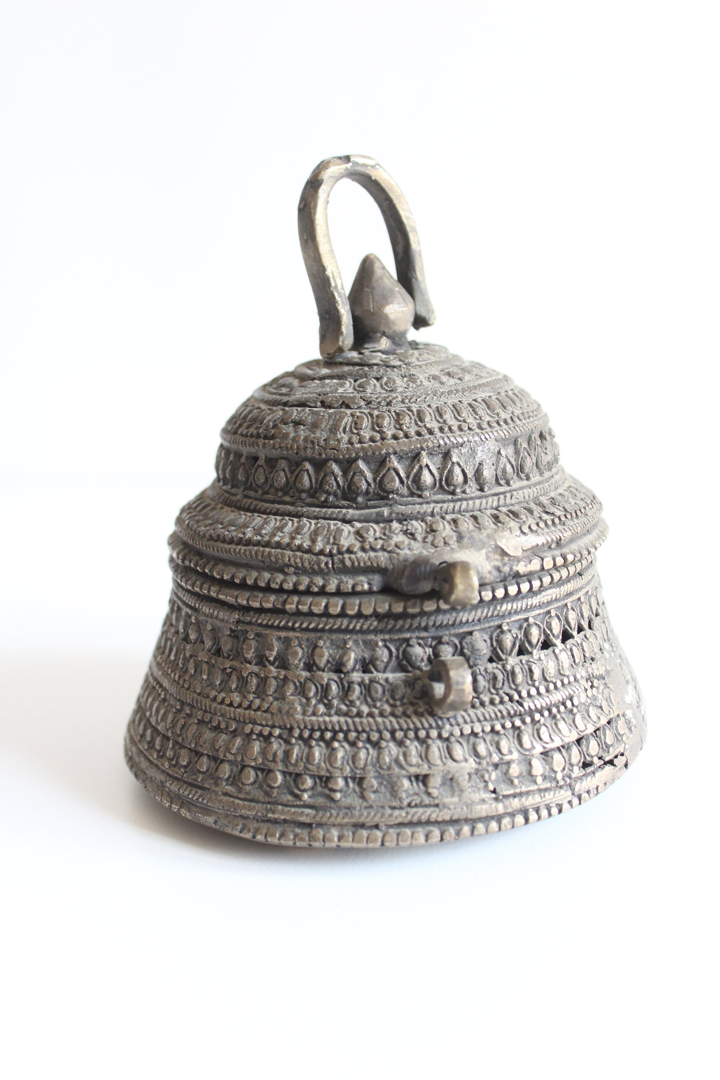 Vintage Handcrafted White Metal Incense Burner / Trinket Box