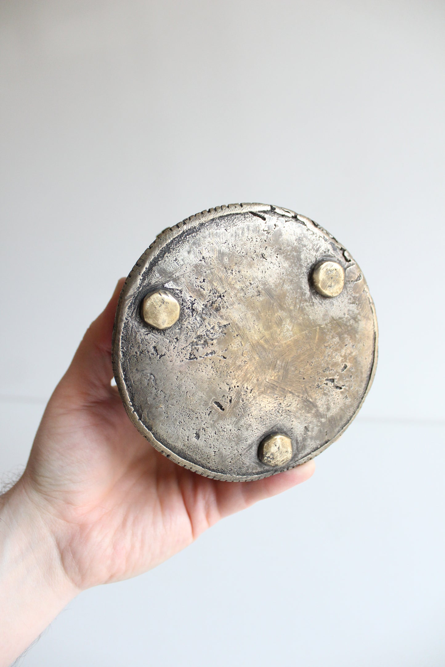Vintage Handcrafted White Metal Incense Burner / Trinket Box