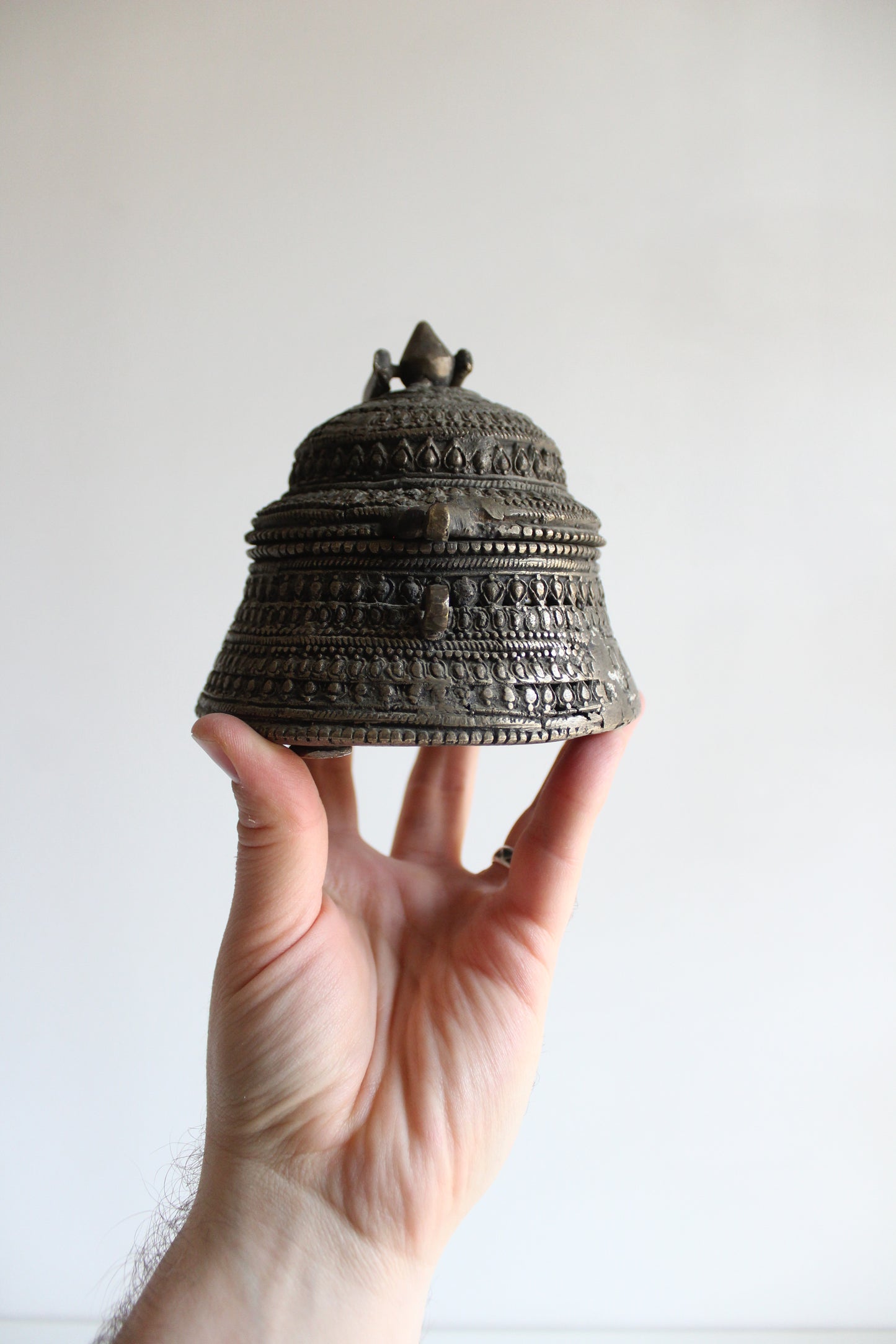 Vintage Handcrafted White Metal Incense Burner / Trinket Box