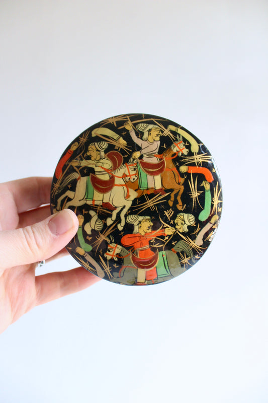 Vintage Kashmiri Papier-Mâché Coaster Set with Box