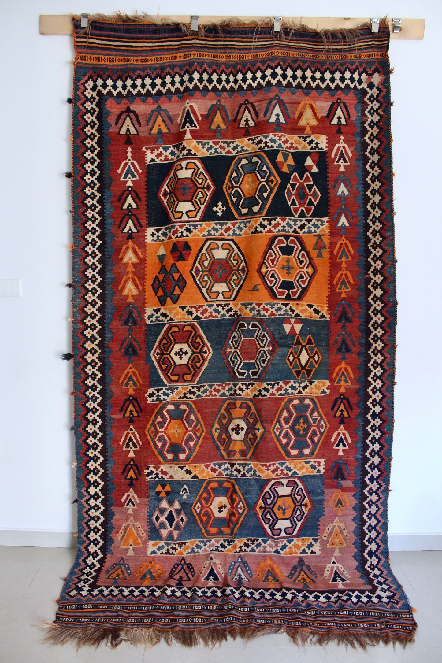 Antique Qashqai Tribal Kilim - 158 × 330 cm