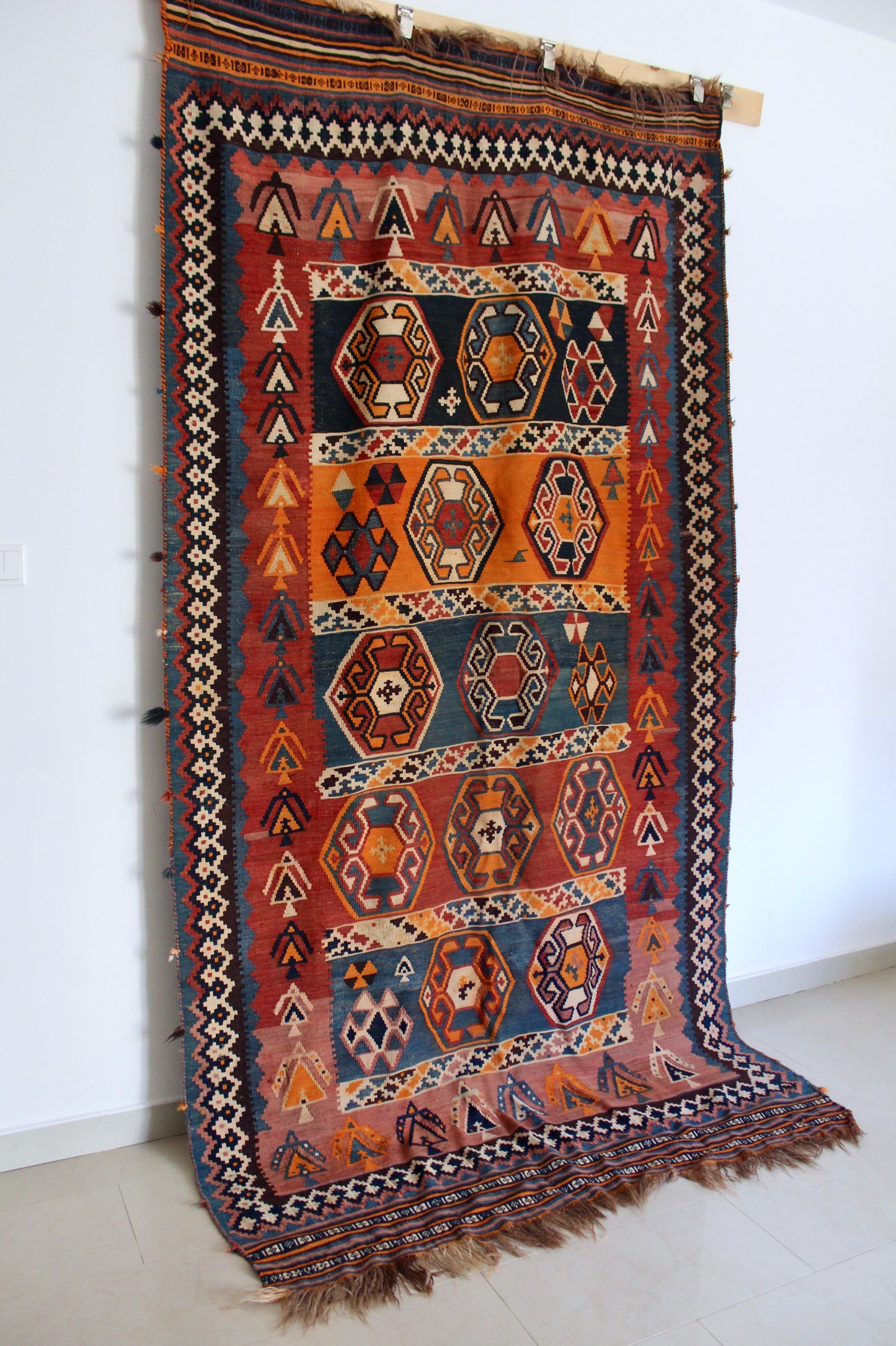 Antique Qashqai Tribal Kilim - 158 × 330 cm