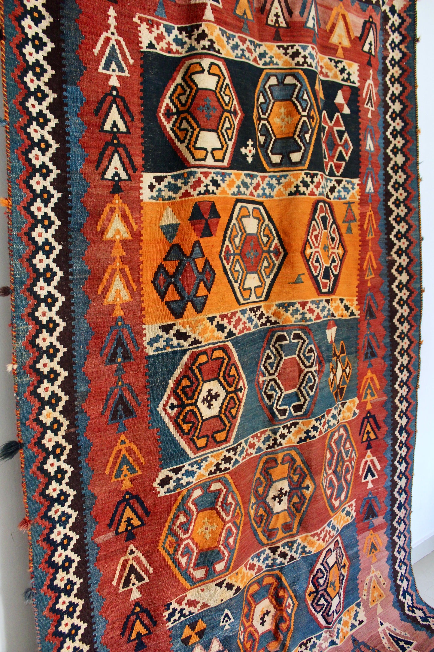 Antique Qashqai Tribal Kilim - 158 × 330 cm
