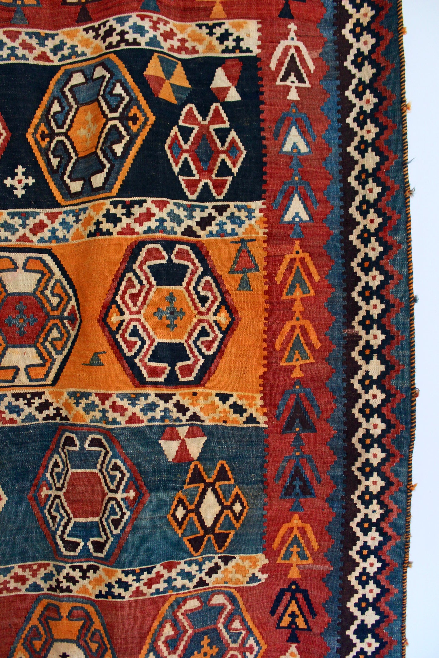 Antique Qashqai Tribal Kilim - 158 × 330 cm