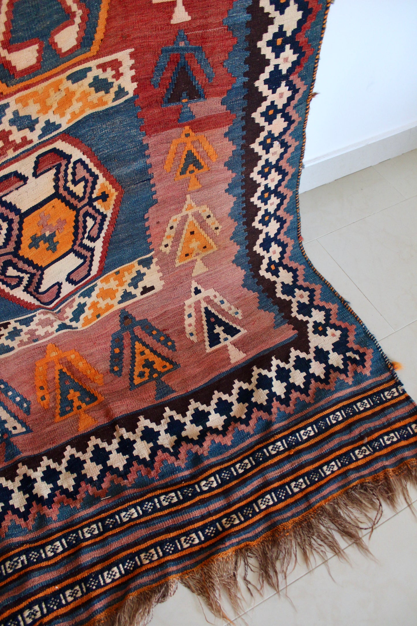 Antique Qashqai Tribal Kilim - 158 × 330 cm