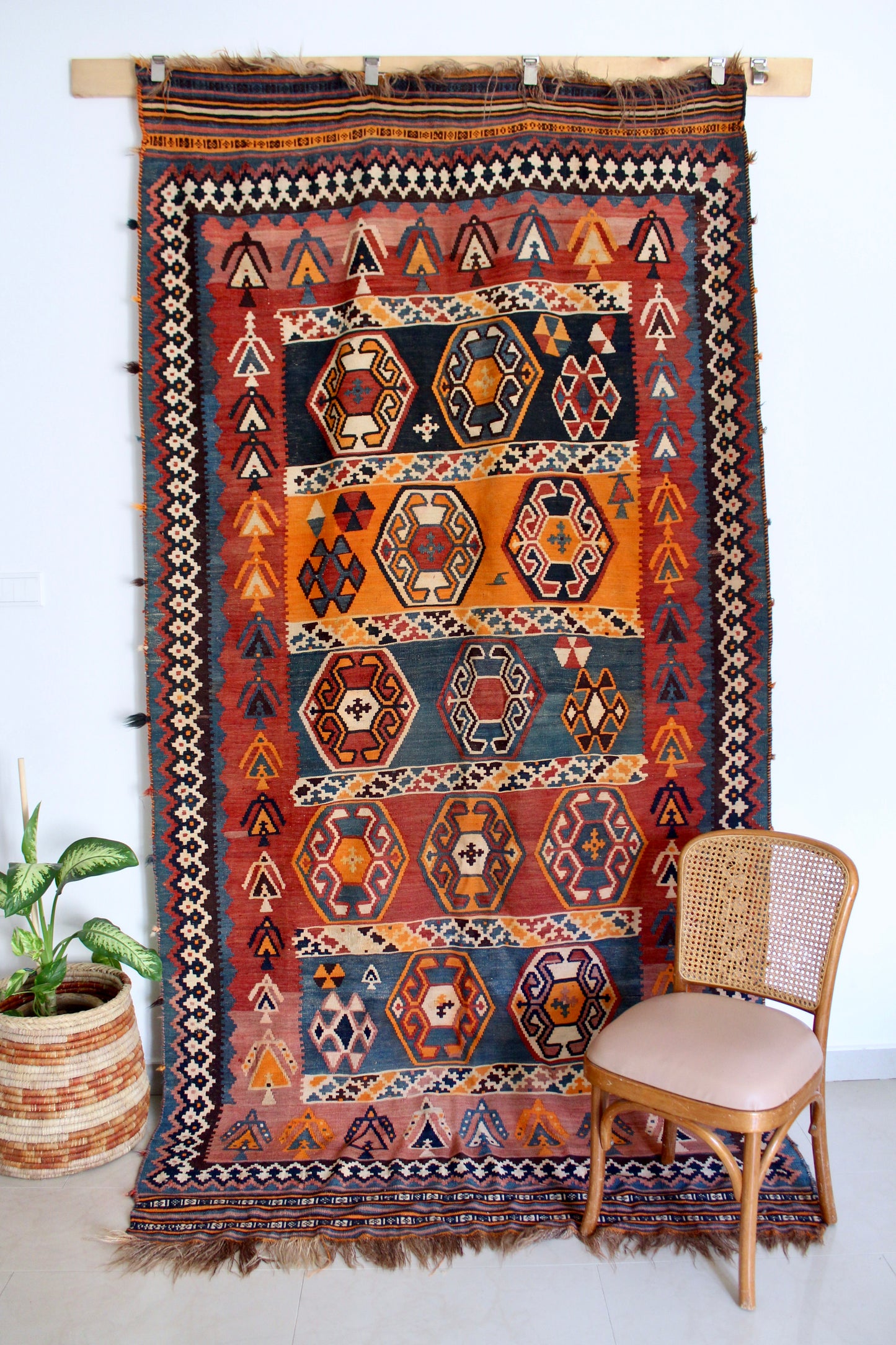 Antique Qashqai Tribal Kilim - 158 × 330 cm